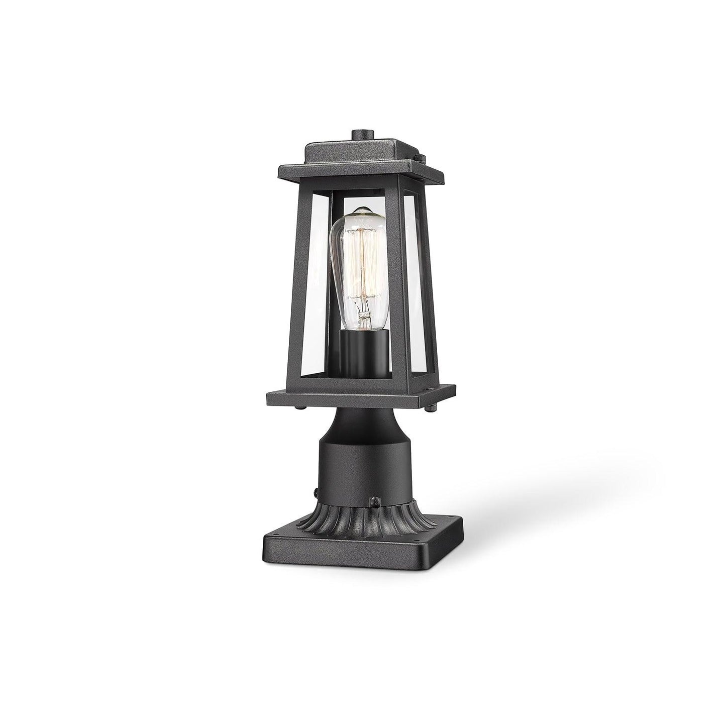 Outdoor Lantern Post Lights - Black Metal, LED, Waterproof
