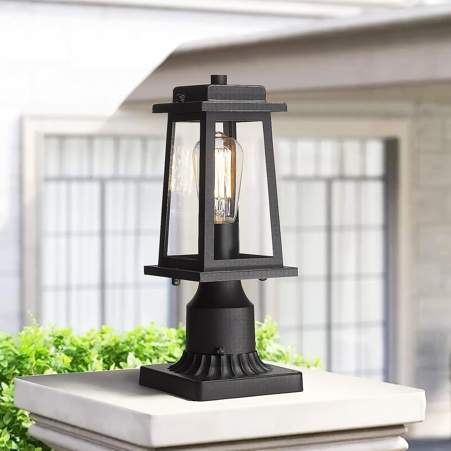 Outdoor Lantern Post Lights - Black Metal, LED, Waterproof