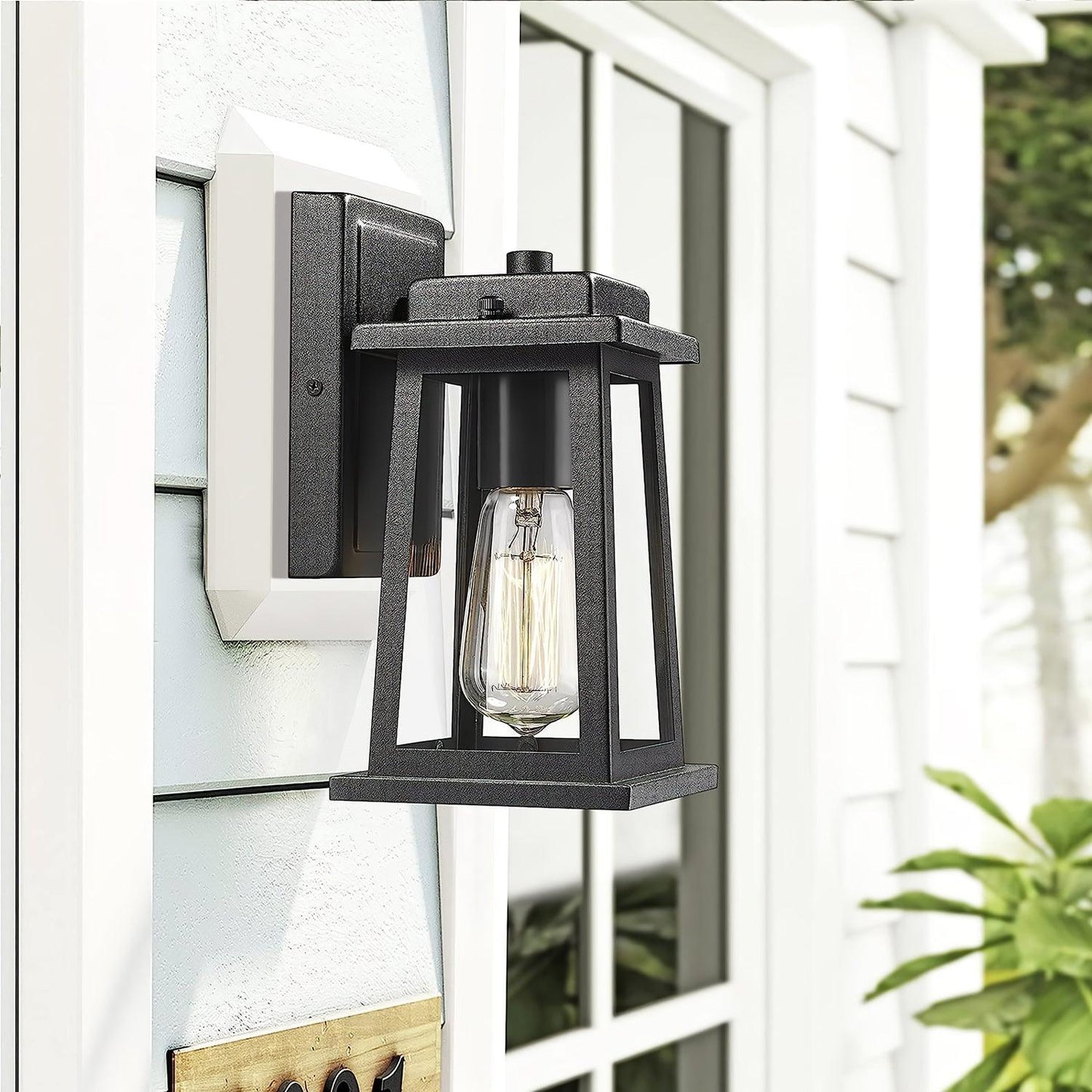 Outdoor Lantern Wall Lamp - Waterproof LED Black Metal