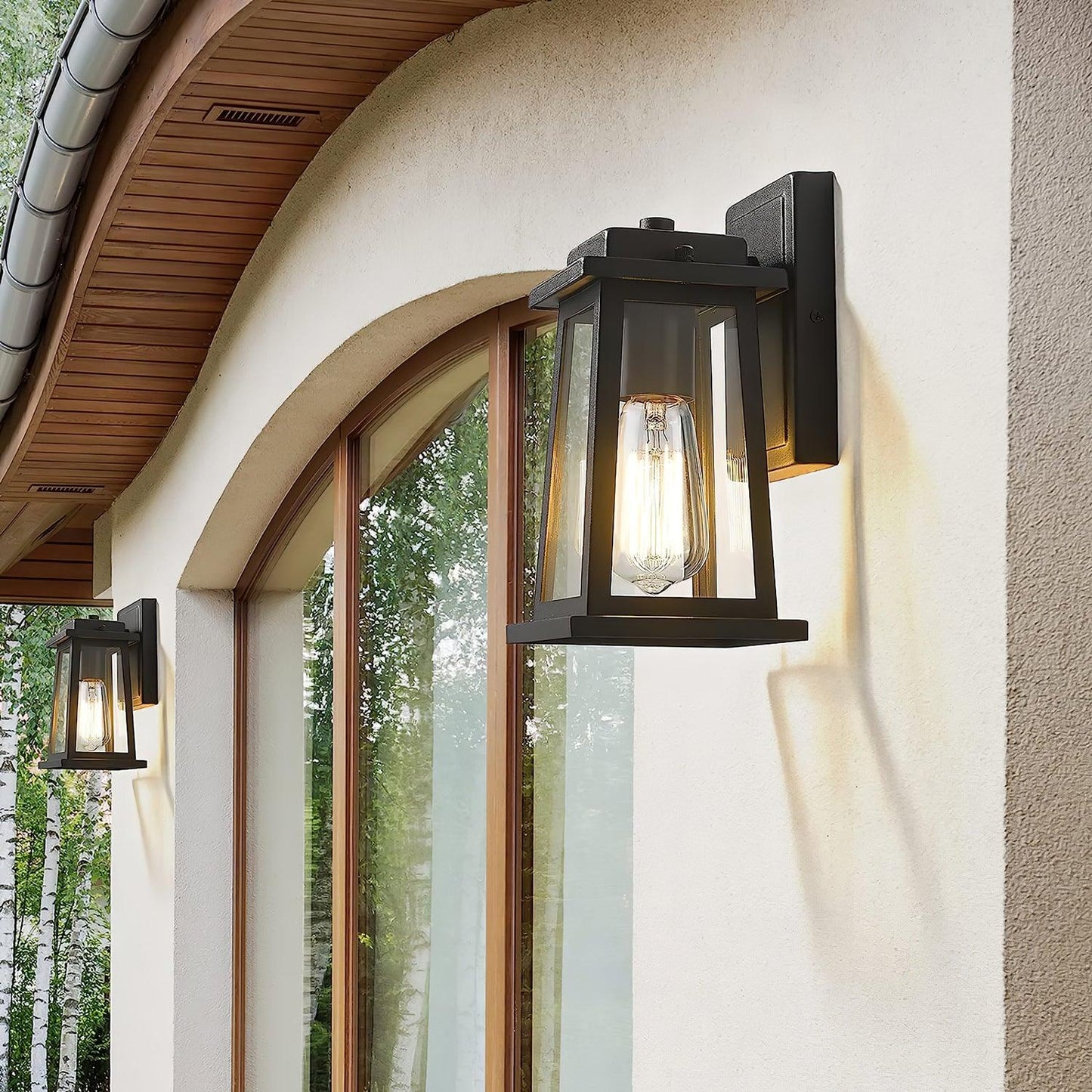 Outdoor Lantern Wall Lamp - Waterproof LED Black Metal