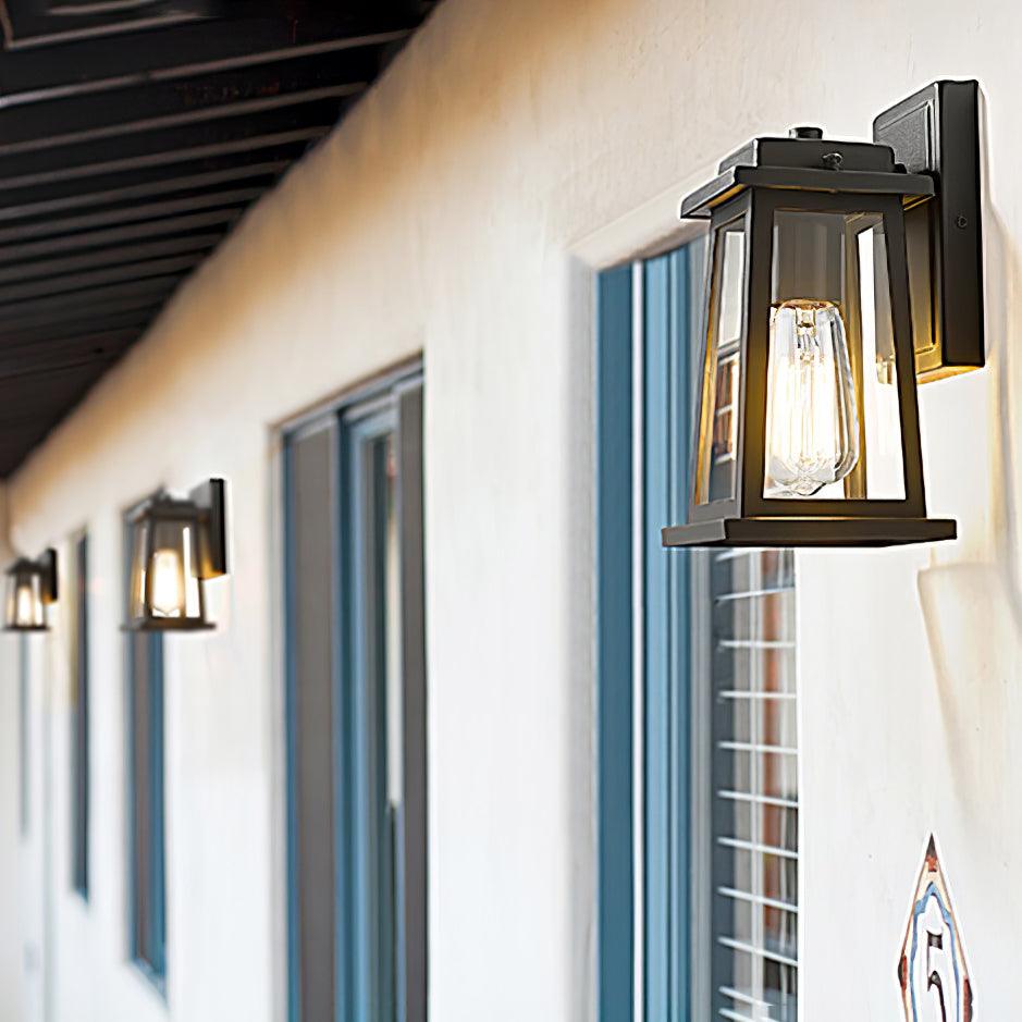Outdoor Lantern Wall Lamp - Waterproof LED Black Metal
