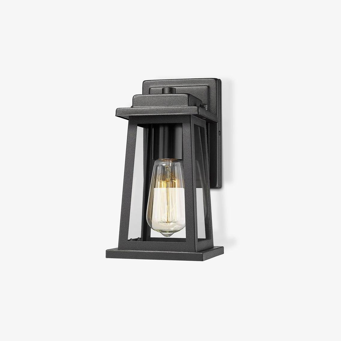 Outdoor Lantern Wall Lamp - Waterproof LED Black Metal