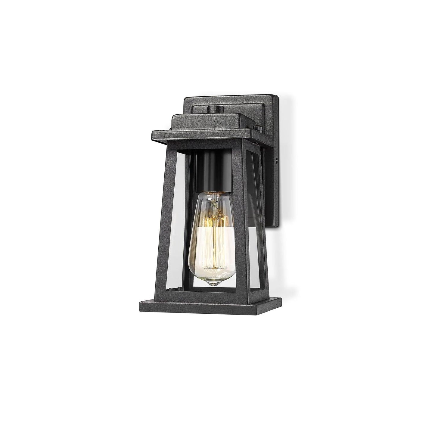 Outdoor Lantern Wall Lamp - Waterproof LED Black Metal