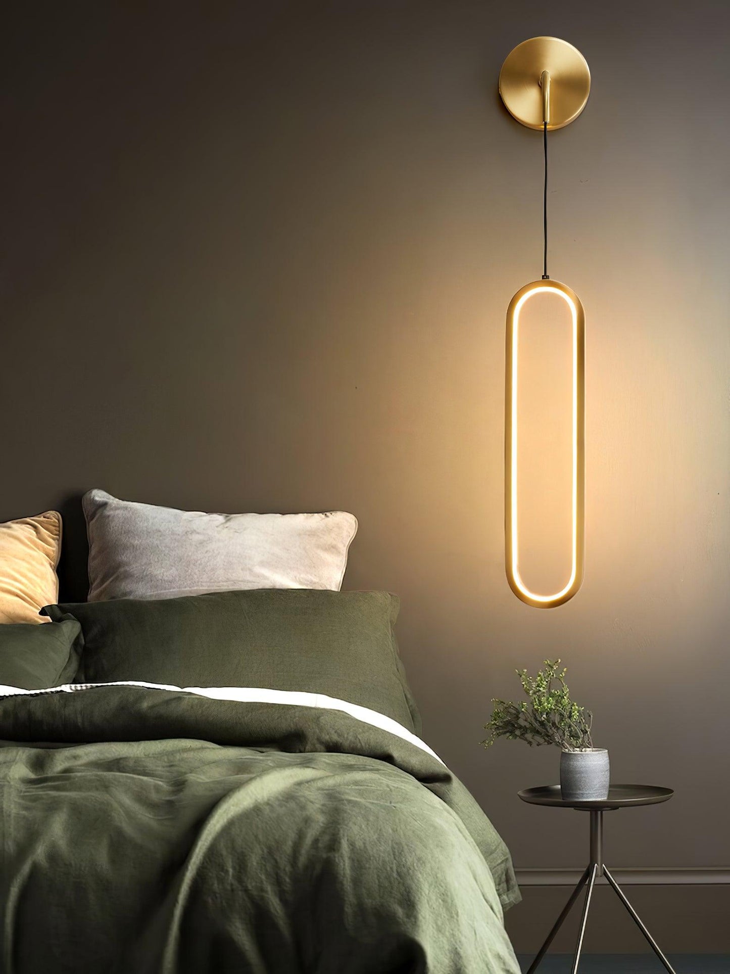 Oval LED Brass Wall Lamp with Dimmable 3-Color Light