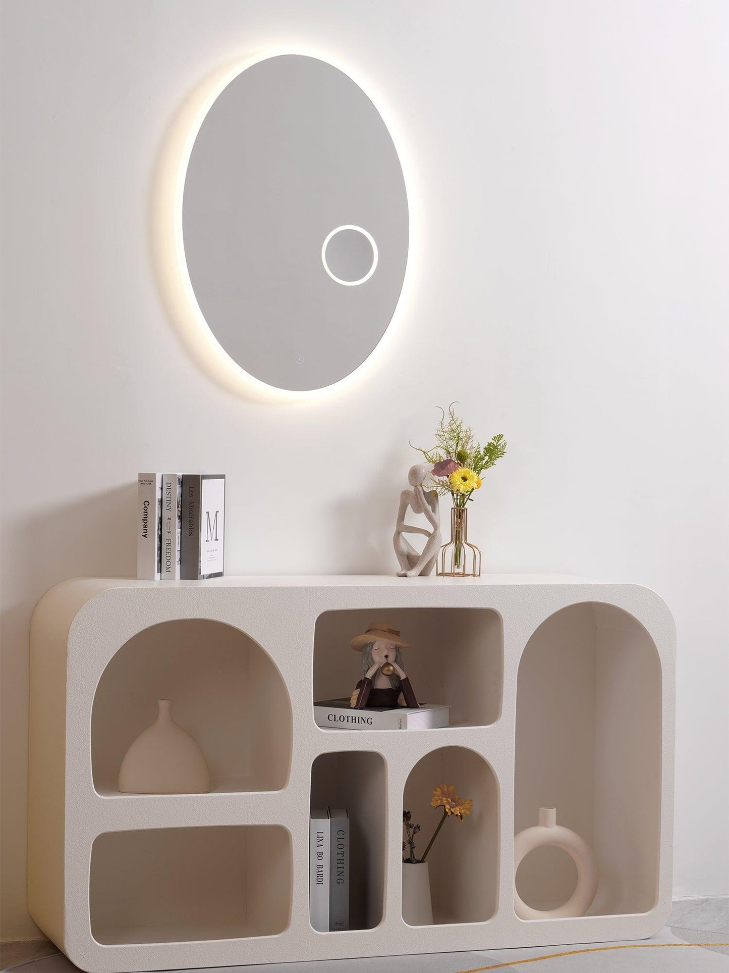 Oval Mirror Light with LED Backlit and Magnifying Mirror
