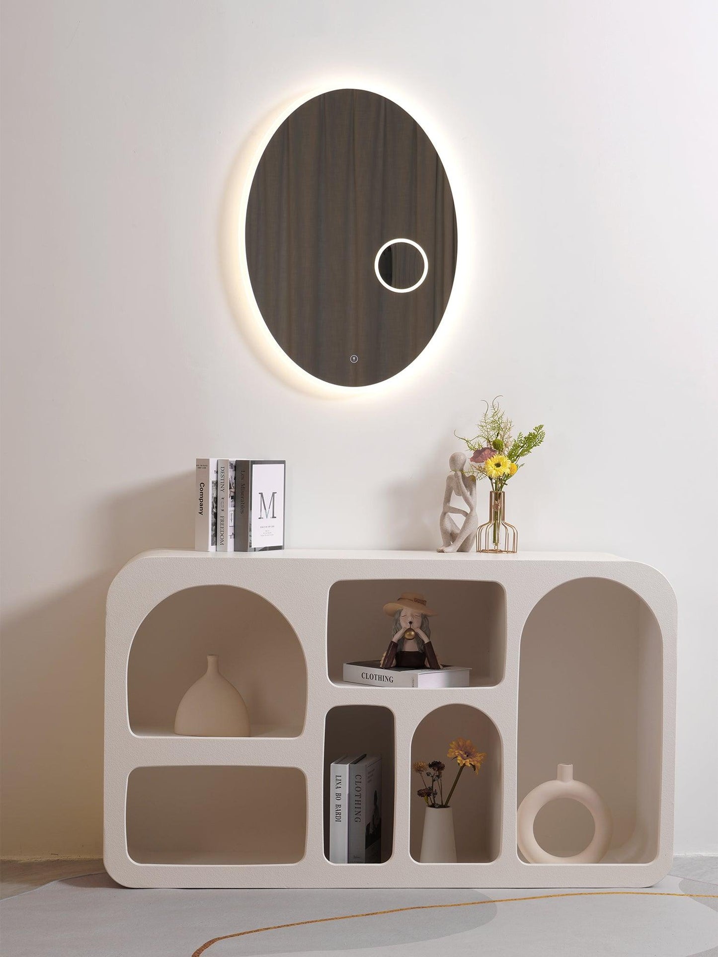 Oval Mirror Light with LED Backlit and Magnifying Mirror