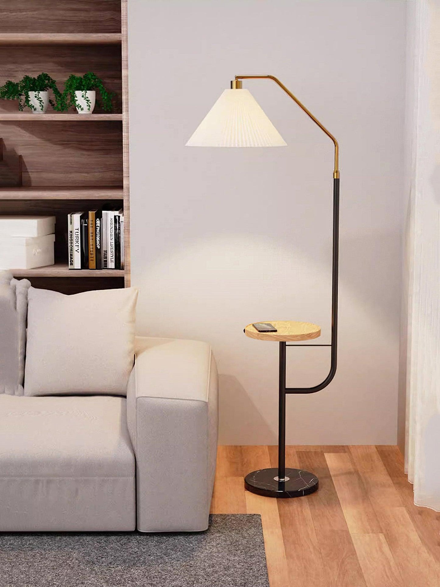 Ozz Floor Lamp - Modern LED Metal & Marble Design, Black Gold