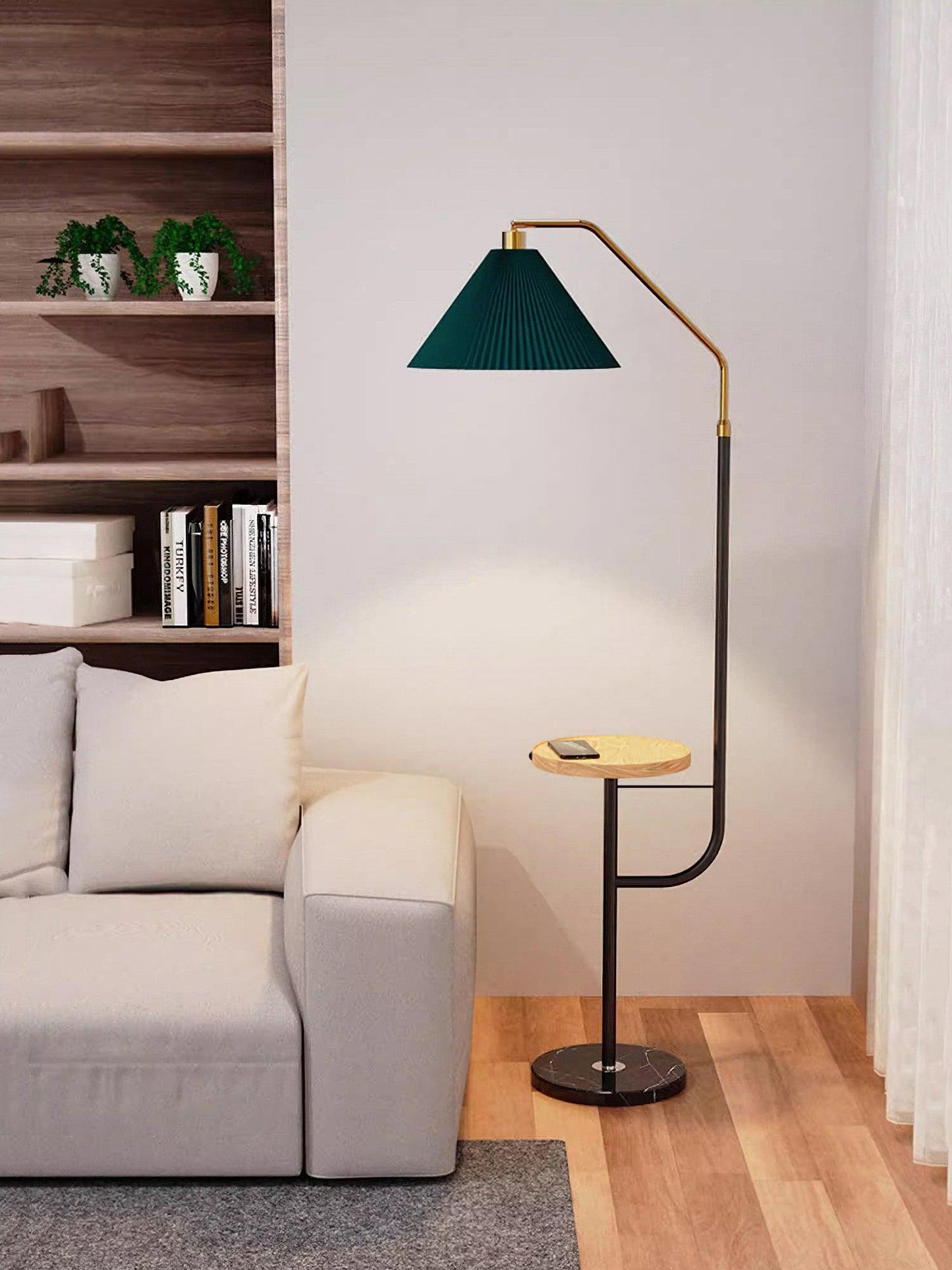 Ozz Floor Lamp - Modern LED Metal & Marble Design, Black Gold