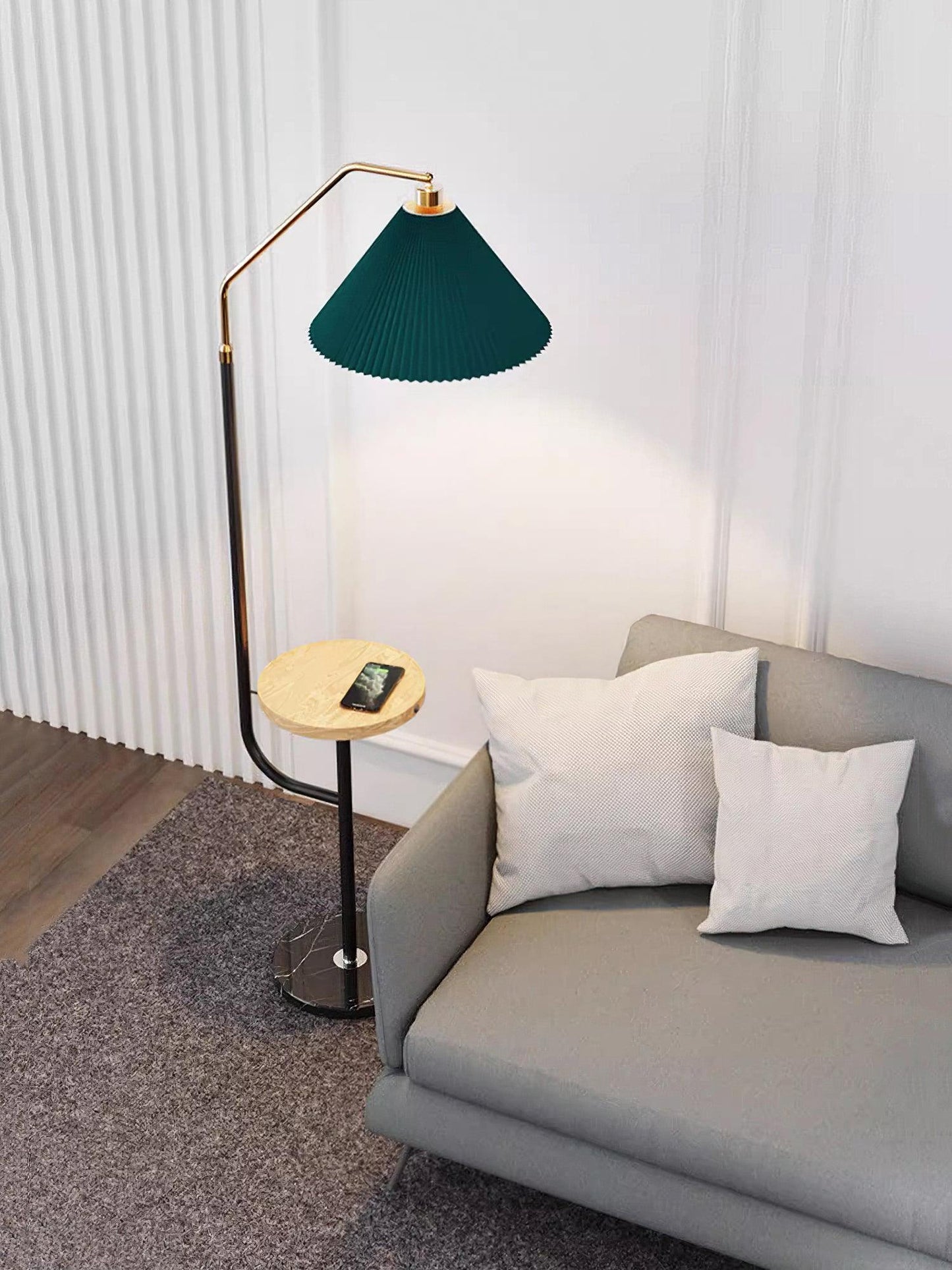 Ozz Floor Lamp - Modern LED Metal & Marble Design, Black Gold
