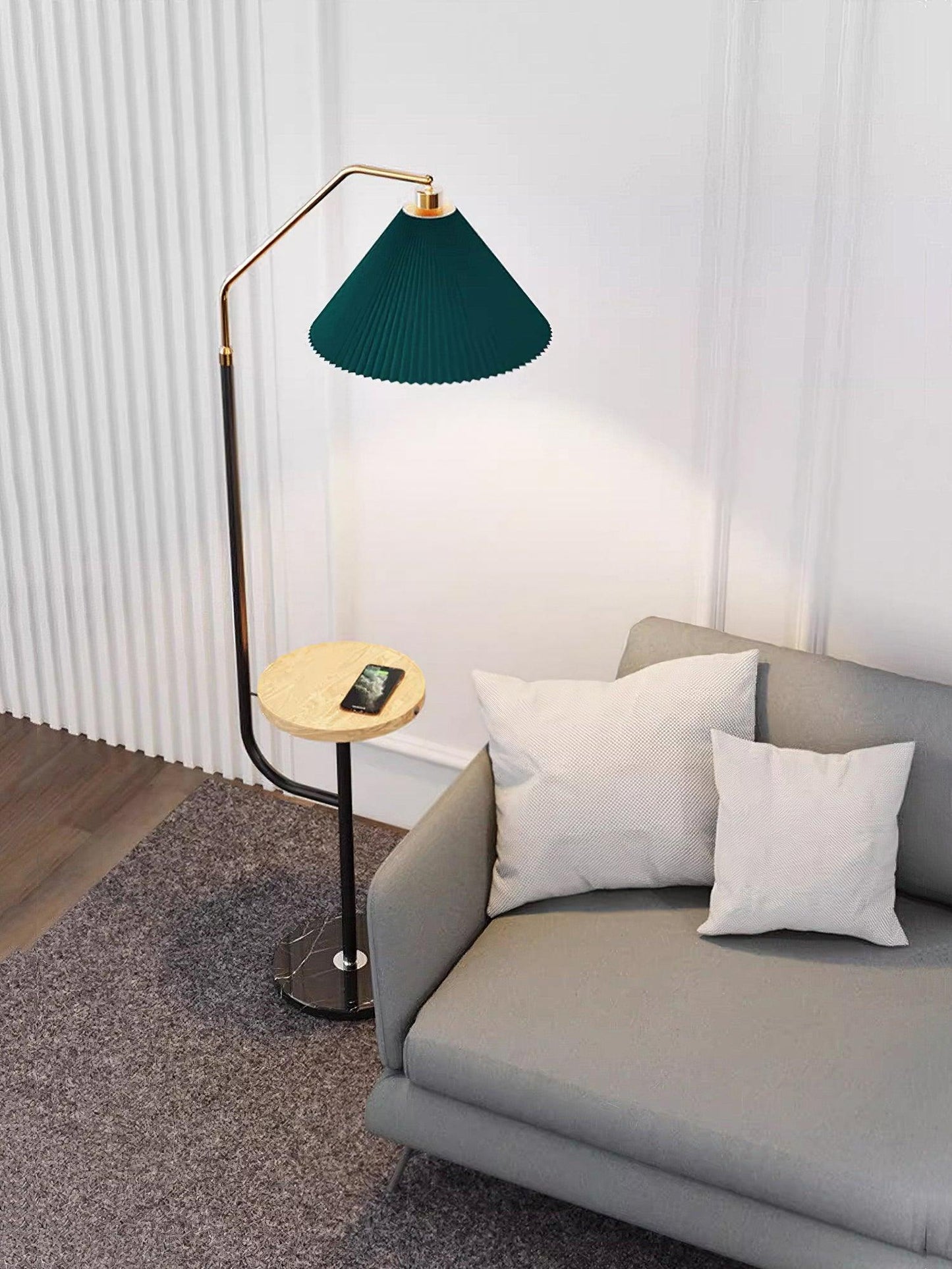 Ozz Floor Lamp - Modern LED Metal & Marble Design, Black Gold