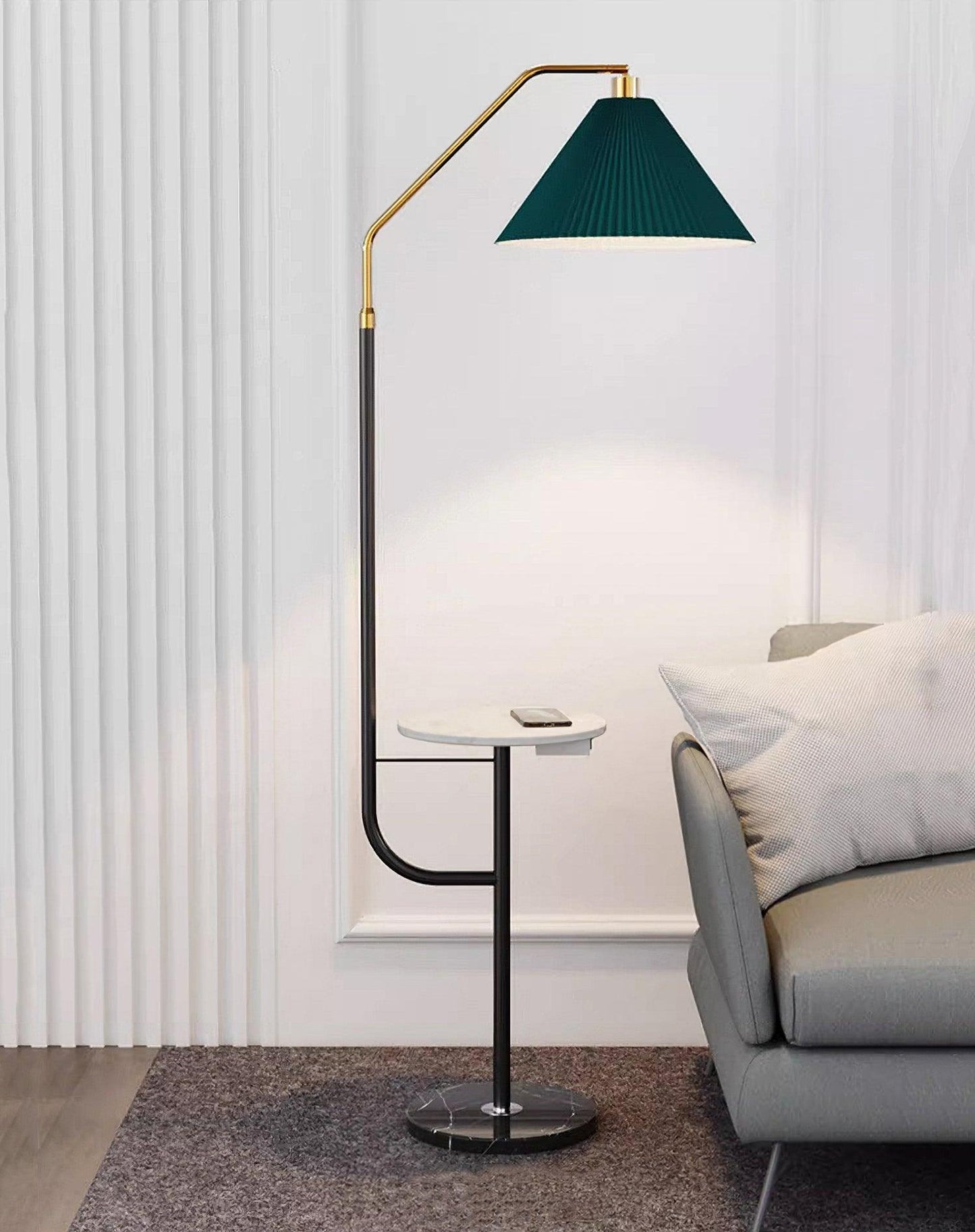 Ozz Floor Lamp - Modern LED Metal & Marble Design, Black Gold