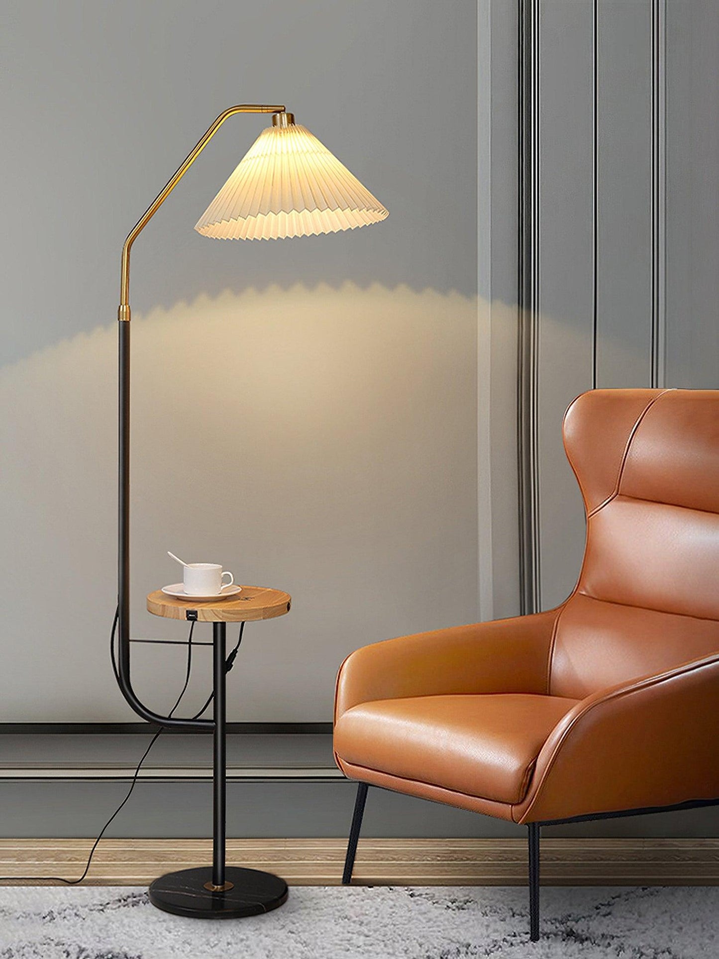 Ozz Floor Lamp - Modern LED Metal & Marble Design, Black Gold