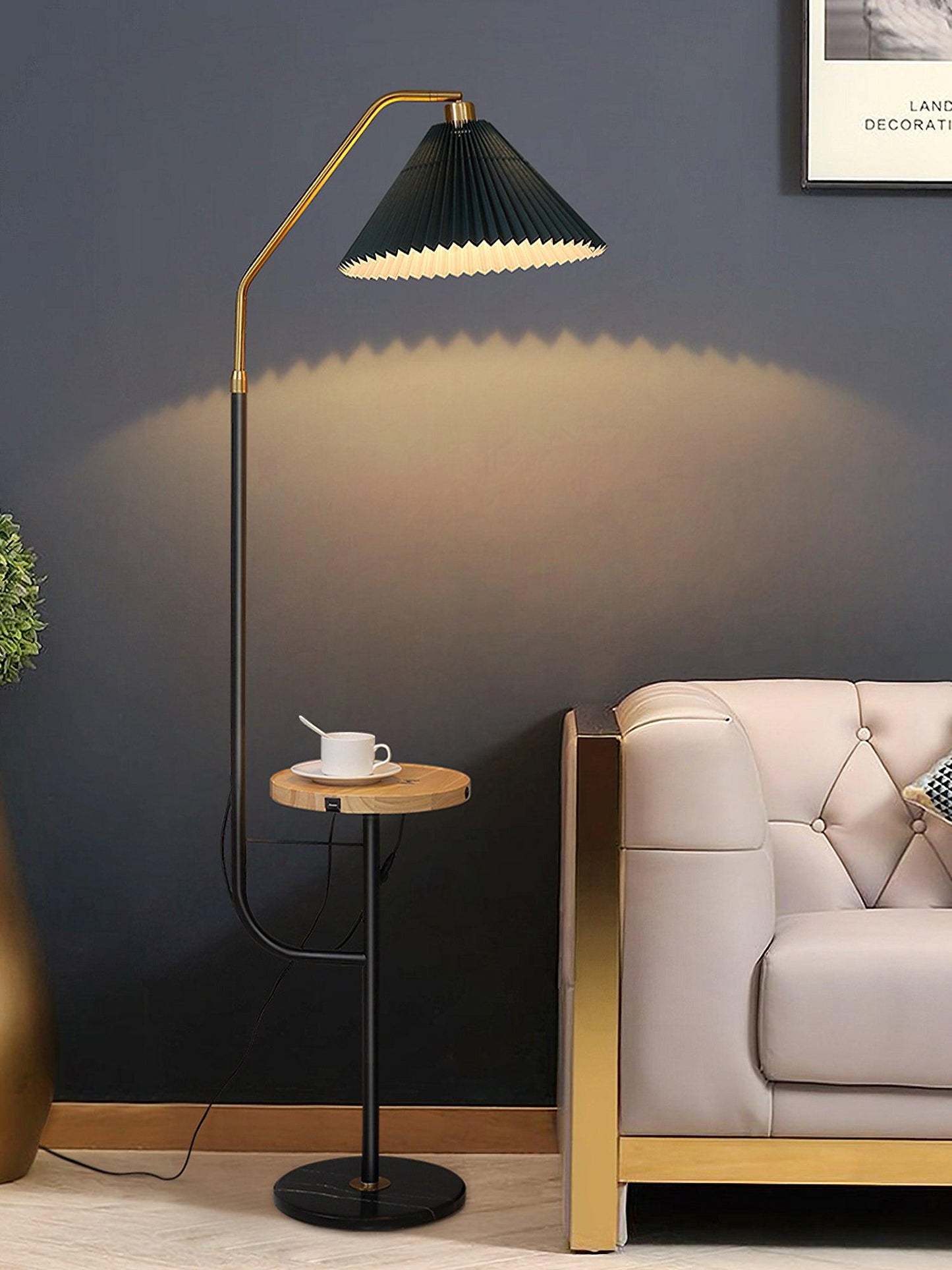 Ozz Floor Lamp - Modern LED Metal & Marble Design, Black Gold