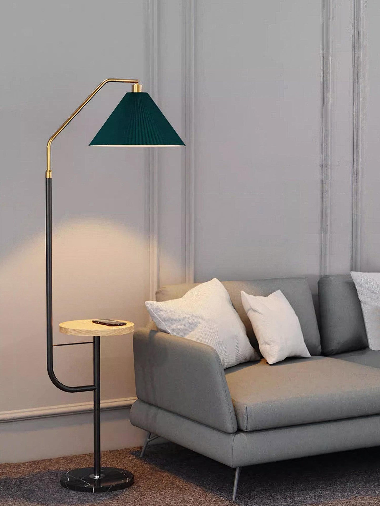 Ozz Floor Lamp - Modern LED Metal & Marble Design, Black Gold
