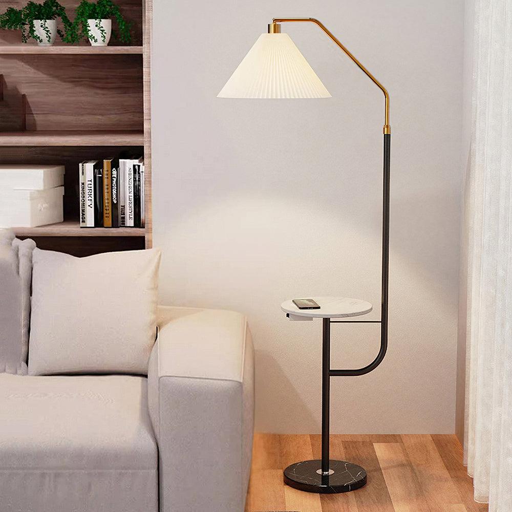 Ozz Floor Lamp - Modern LED Metal & Marble Design, Black Gold