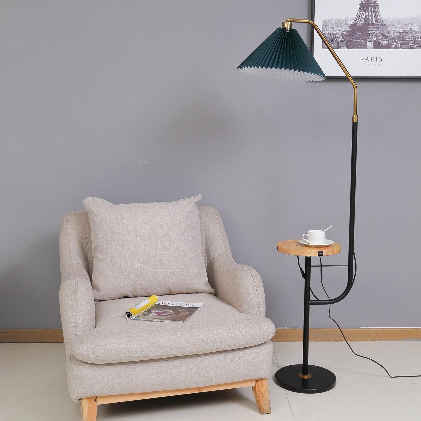 Ozz Floor Lamp - Modern LED Metal & Marble Design, Black Gold
