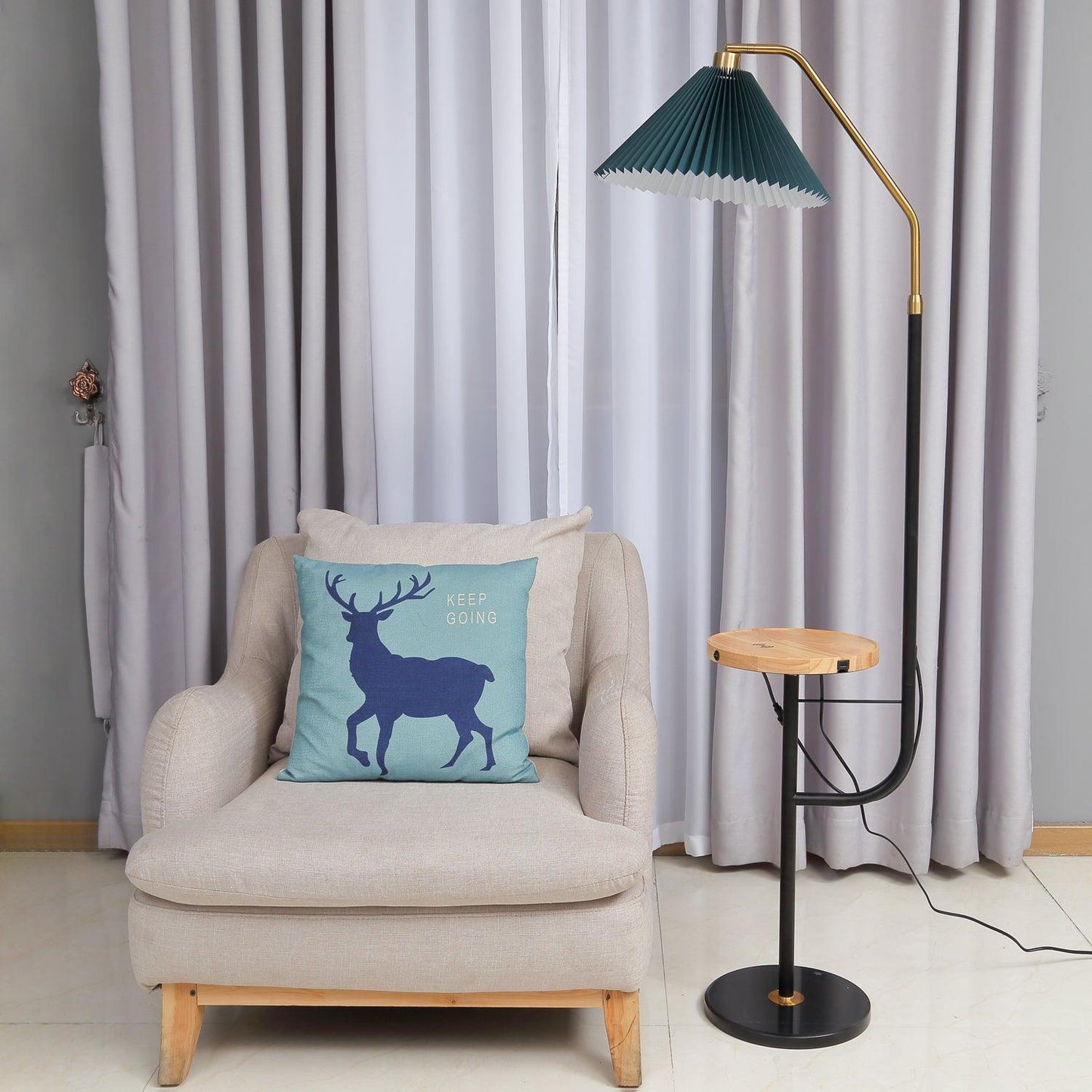 Ozz Floor Lamp - Modern LED Metal & Marble Design, Black Gold
