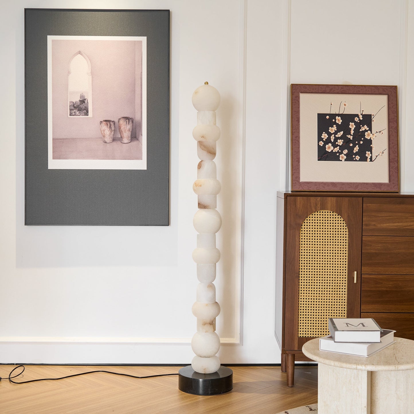 Spanish Alabaster Floor Lamp with LED Light - Modern Design
