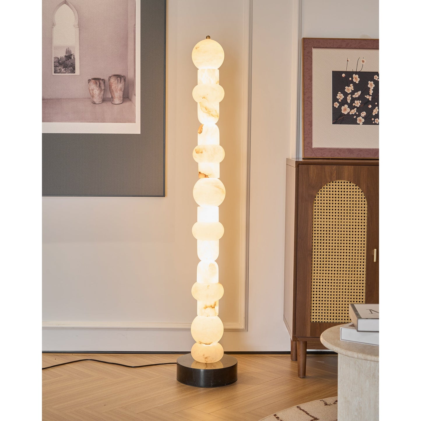 Spanish Alabaster Floor Lamp with LED Light - Modern Design