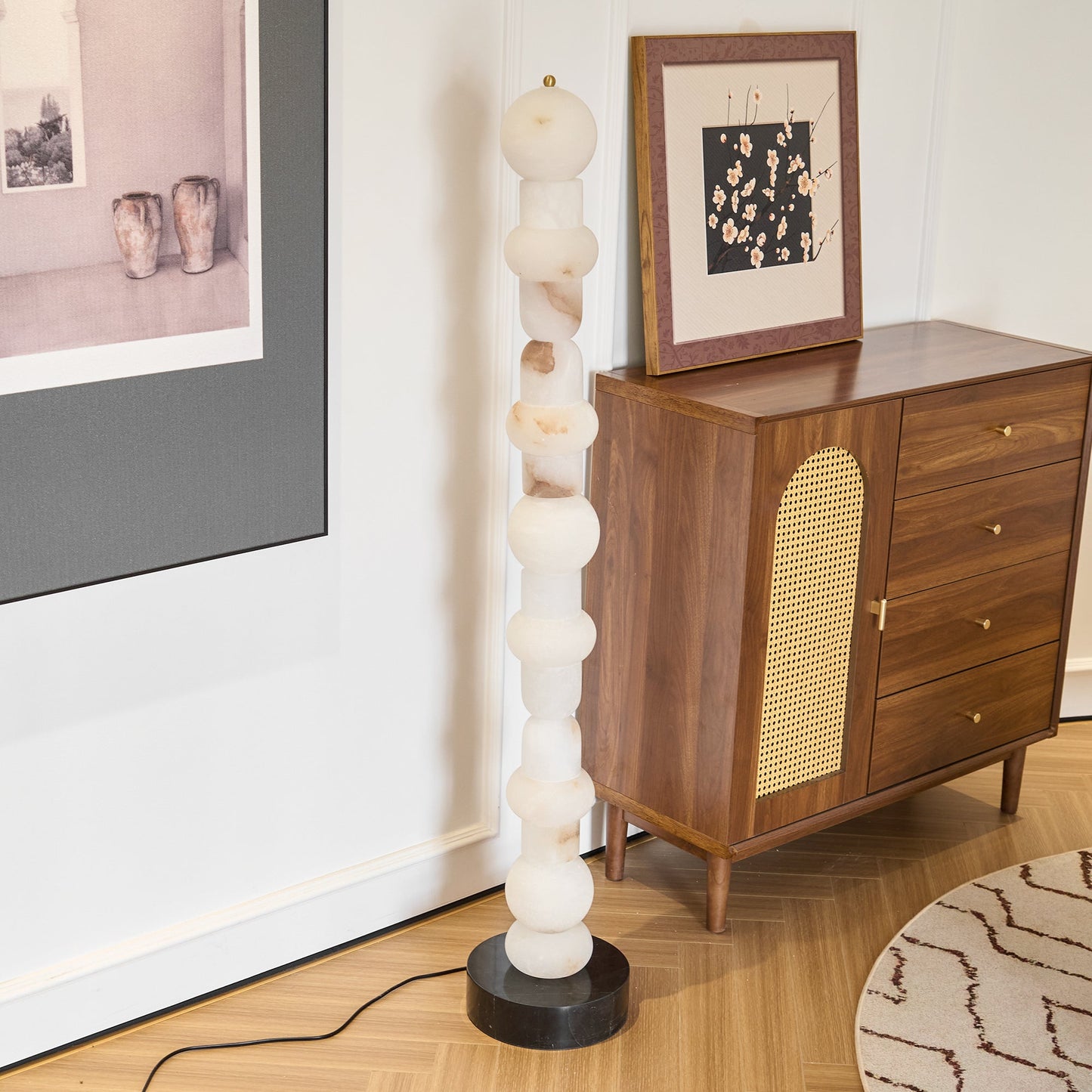 Spanish Alabaster Floor Lamp with LED Light - Modern Design