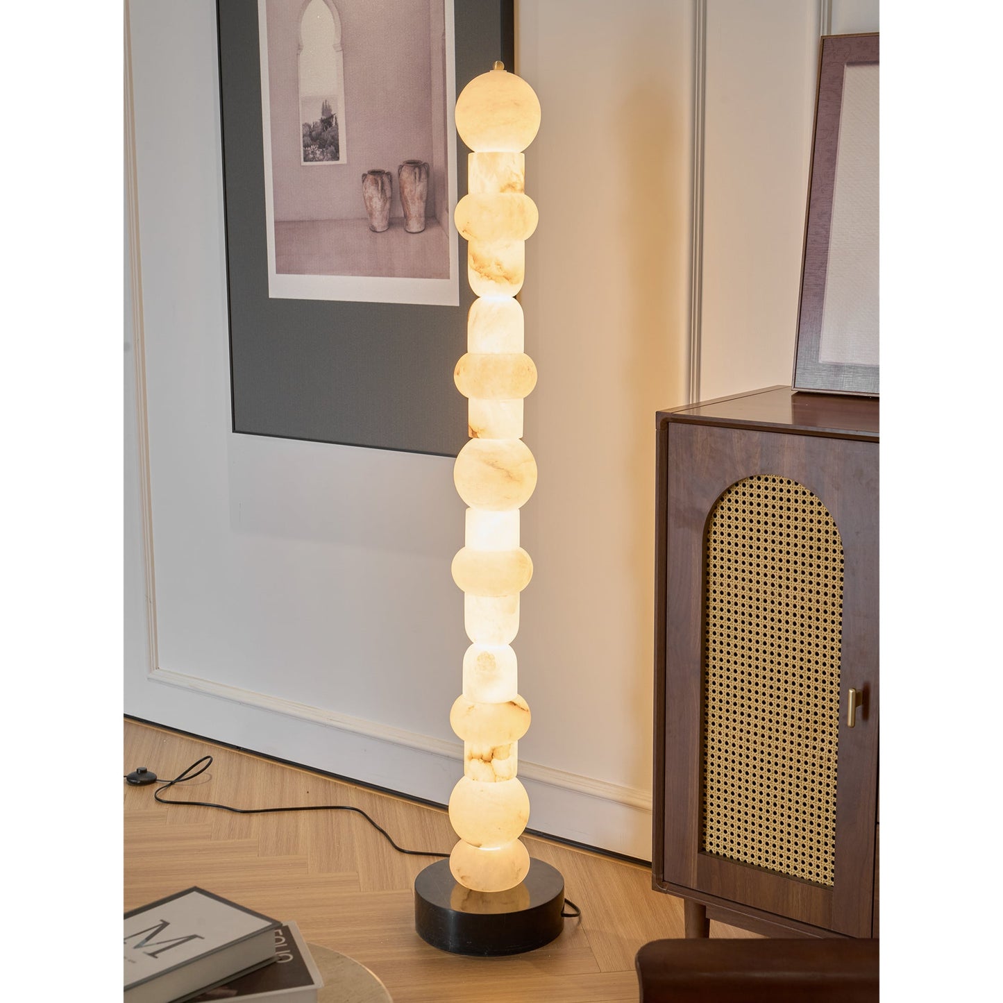 Spanish Alabaster Floor Lamp with LED Light - Modern Design