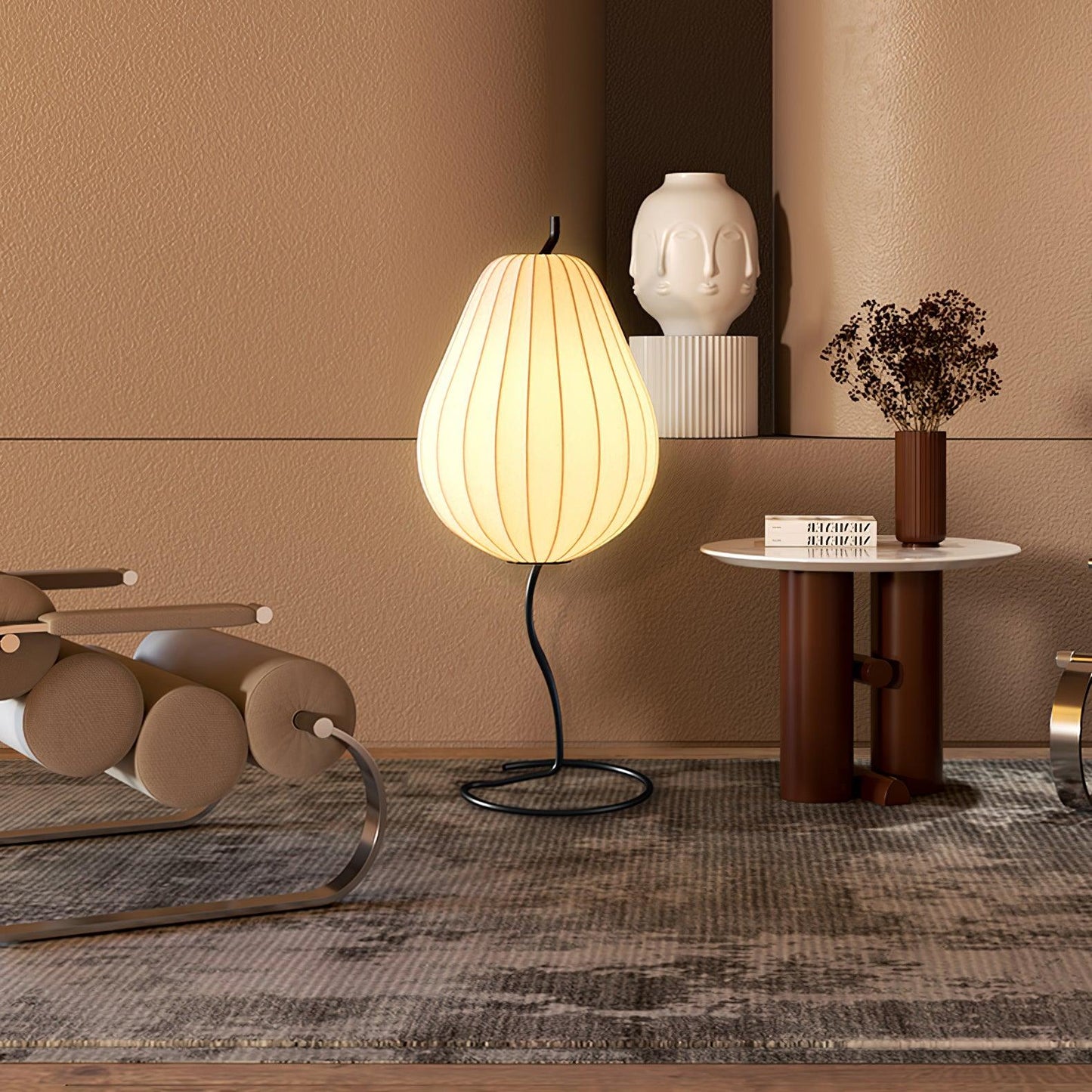 Pear Floor Lamp with Silk Shade - LED Indoor Lighting