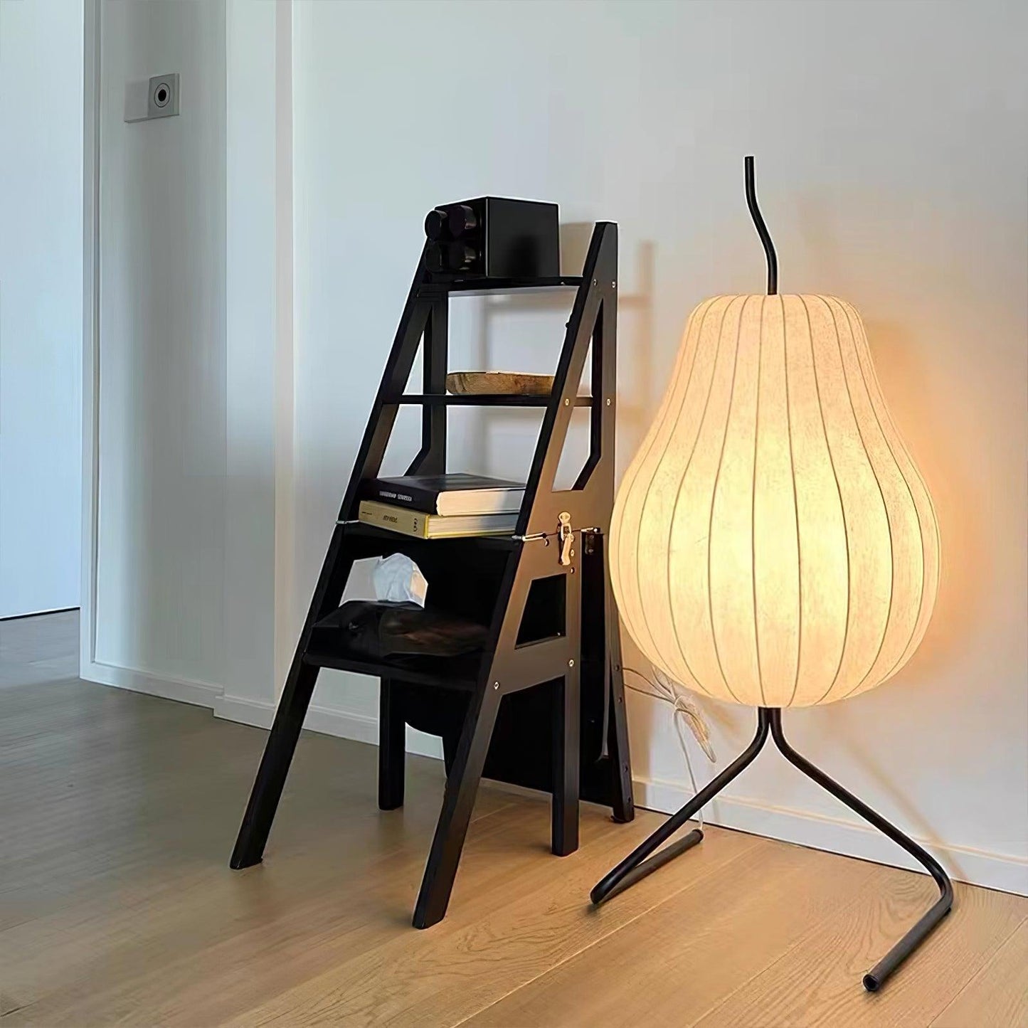 Pear Floor Lamp with Silk Shade - LED Indoor Lighting