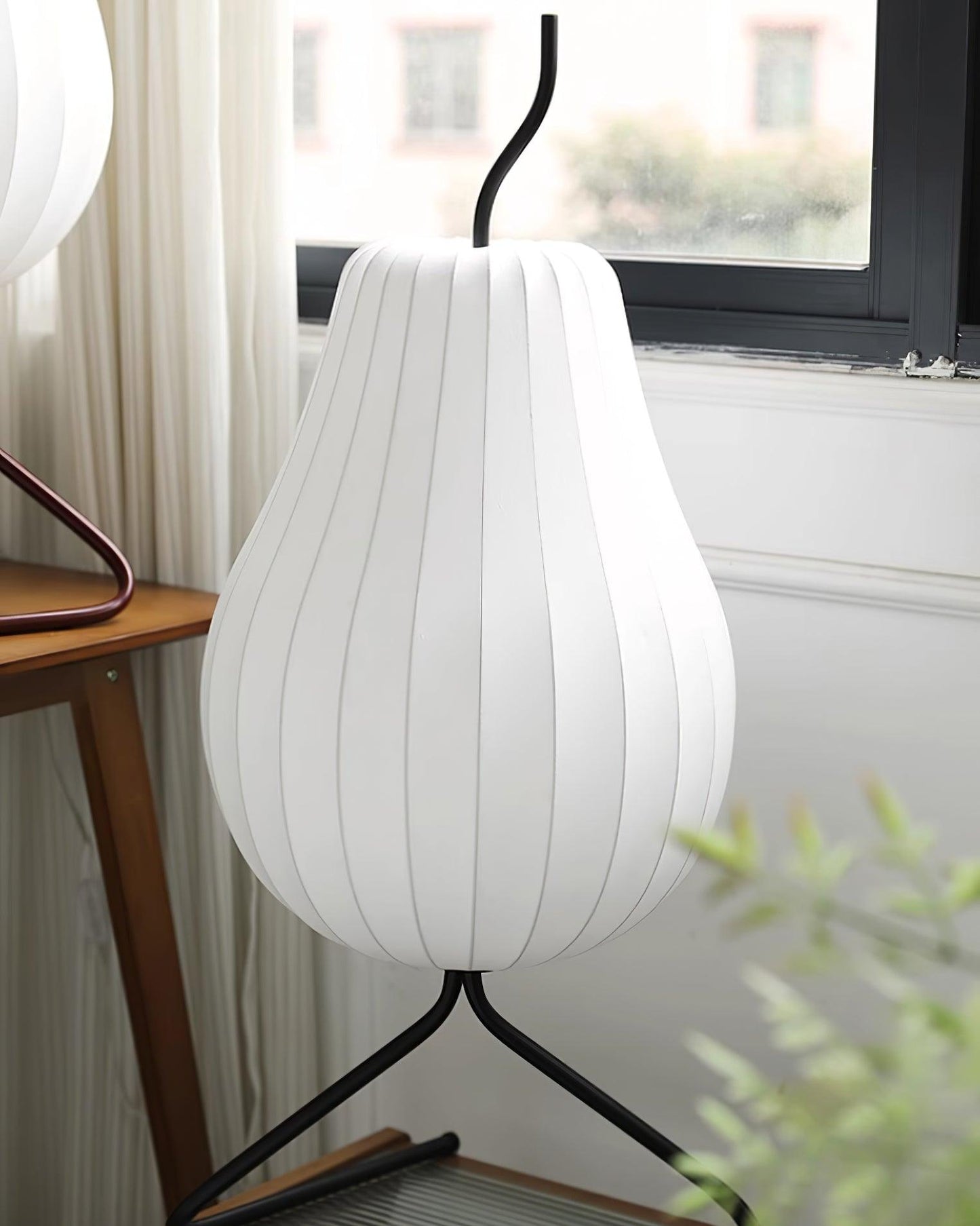 Pear Floor Lamp with Silk Shade - LED Indoor Lighting