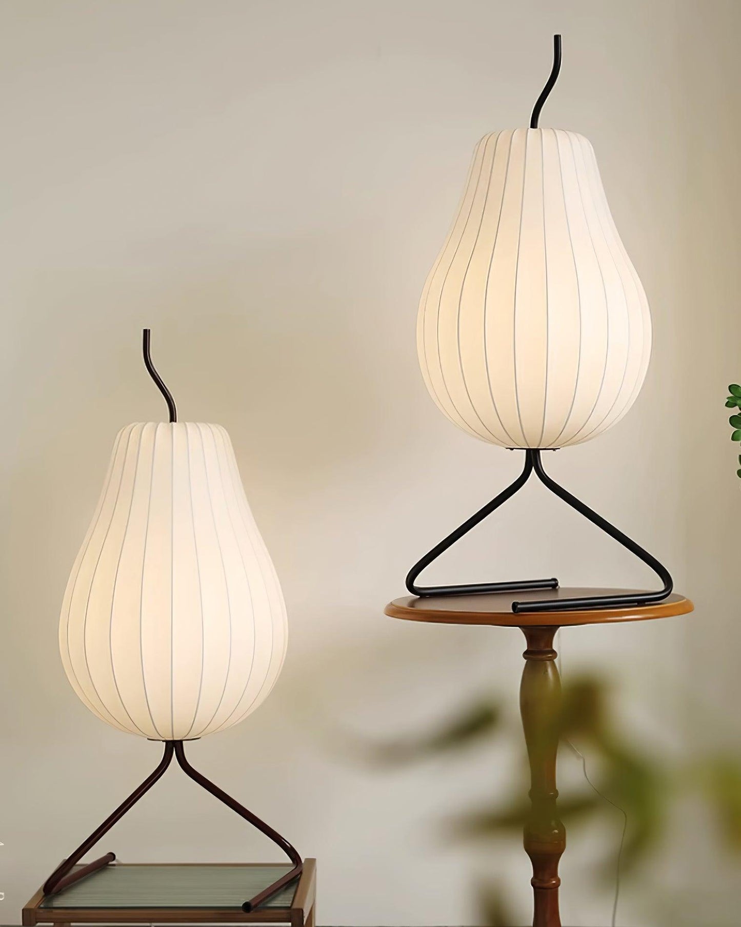Pear Floor Lamp with Silk Shade - LED Indoor Lighting
