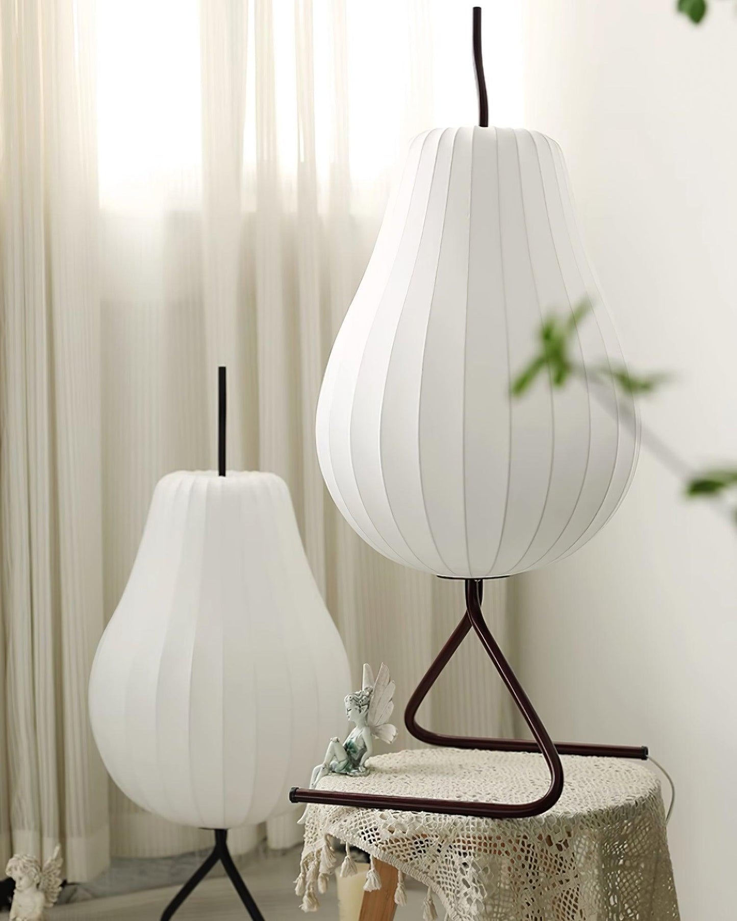 Pear Floor Lamp with Silk Shade - LED Indoor Lighting