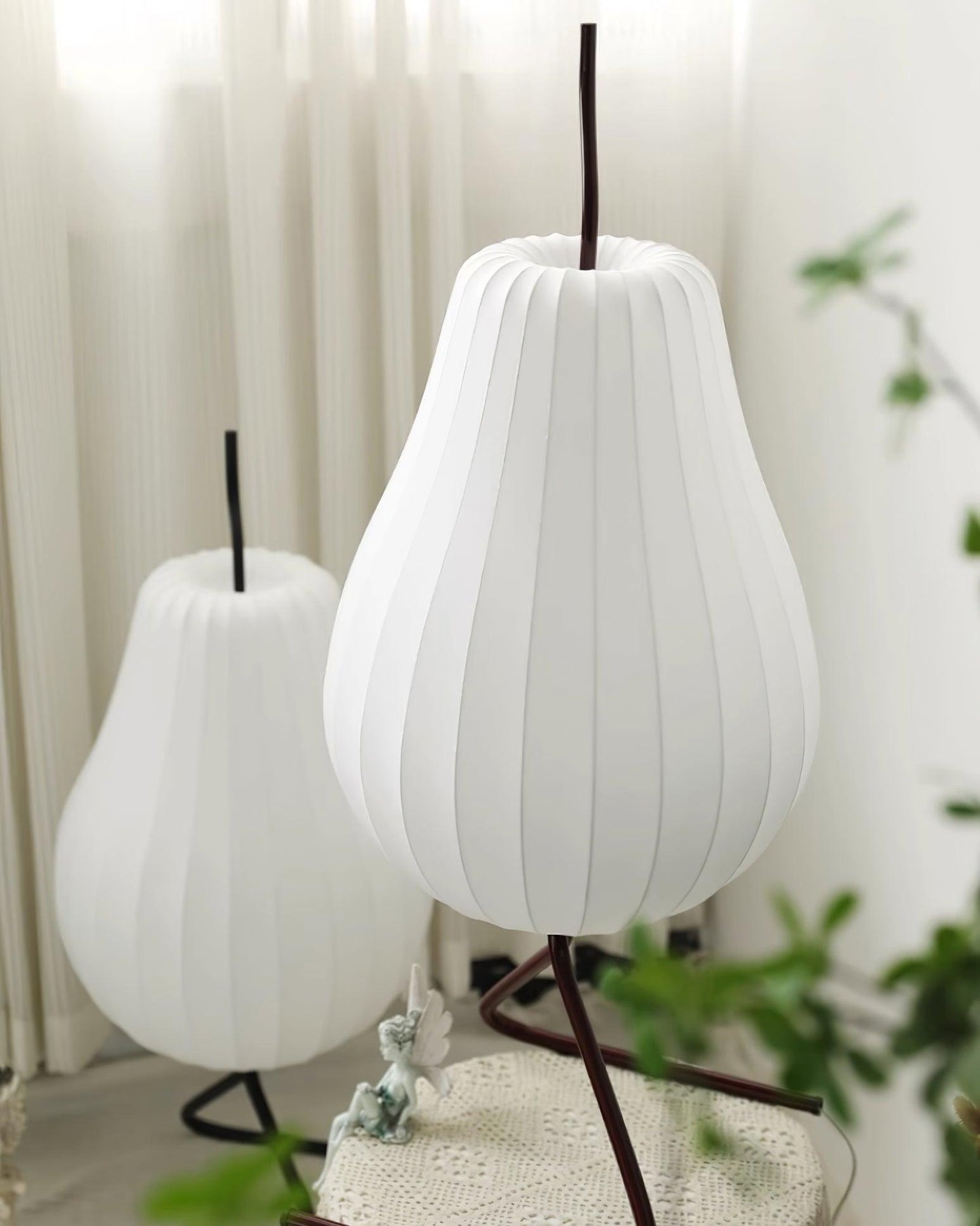 Pear Floor Lamp with Silk Shade - LED Indoor Lighting