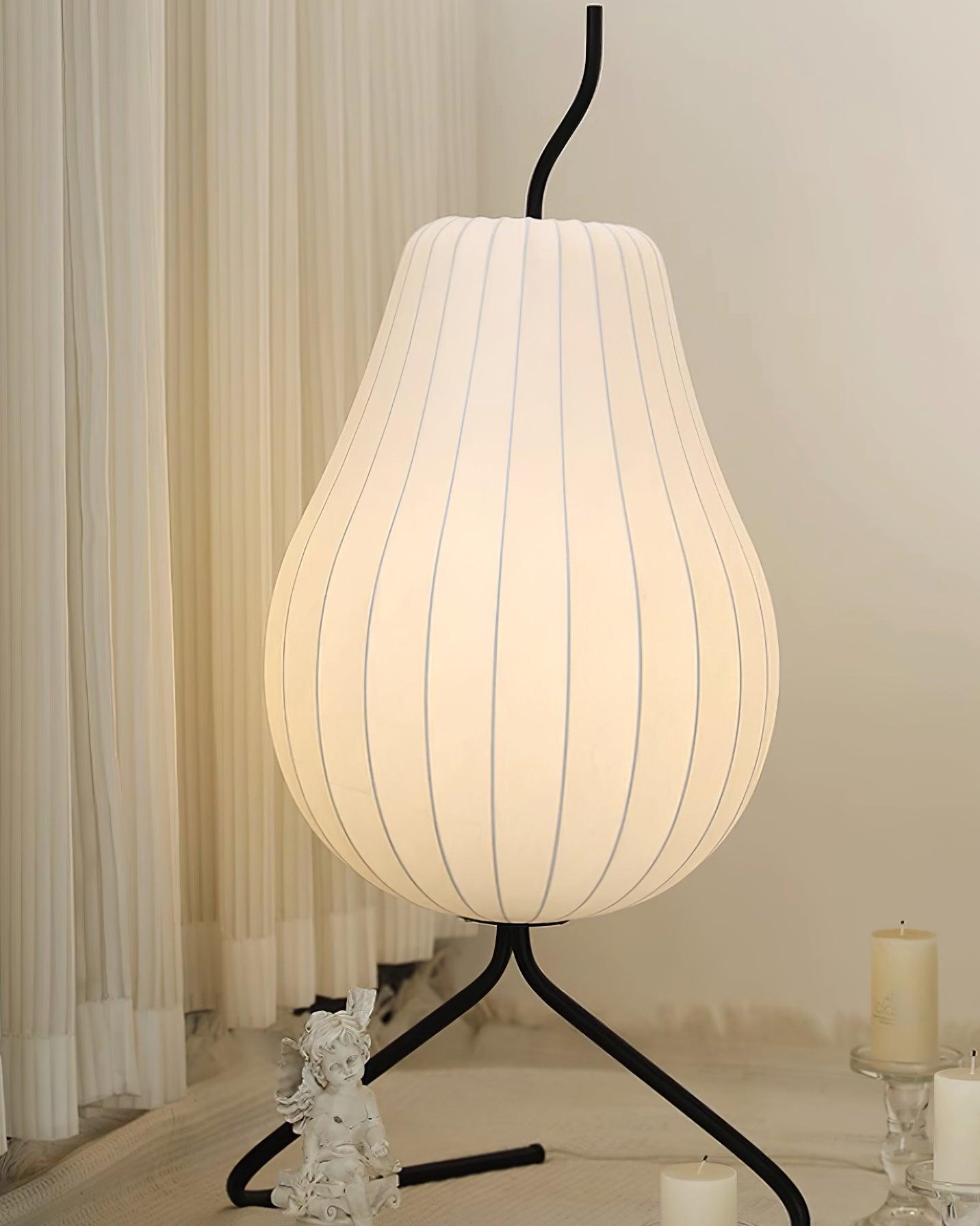 Pear Floor Lamp with Silk Shade - LED Indoor Lighting