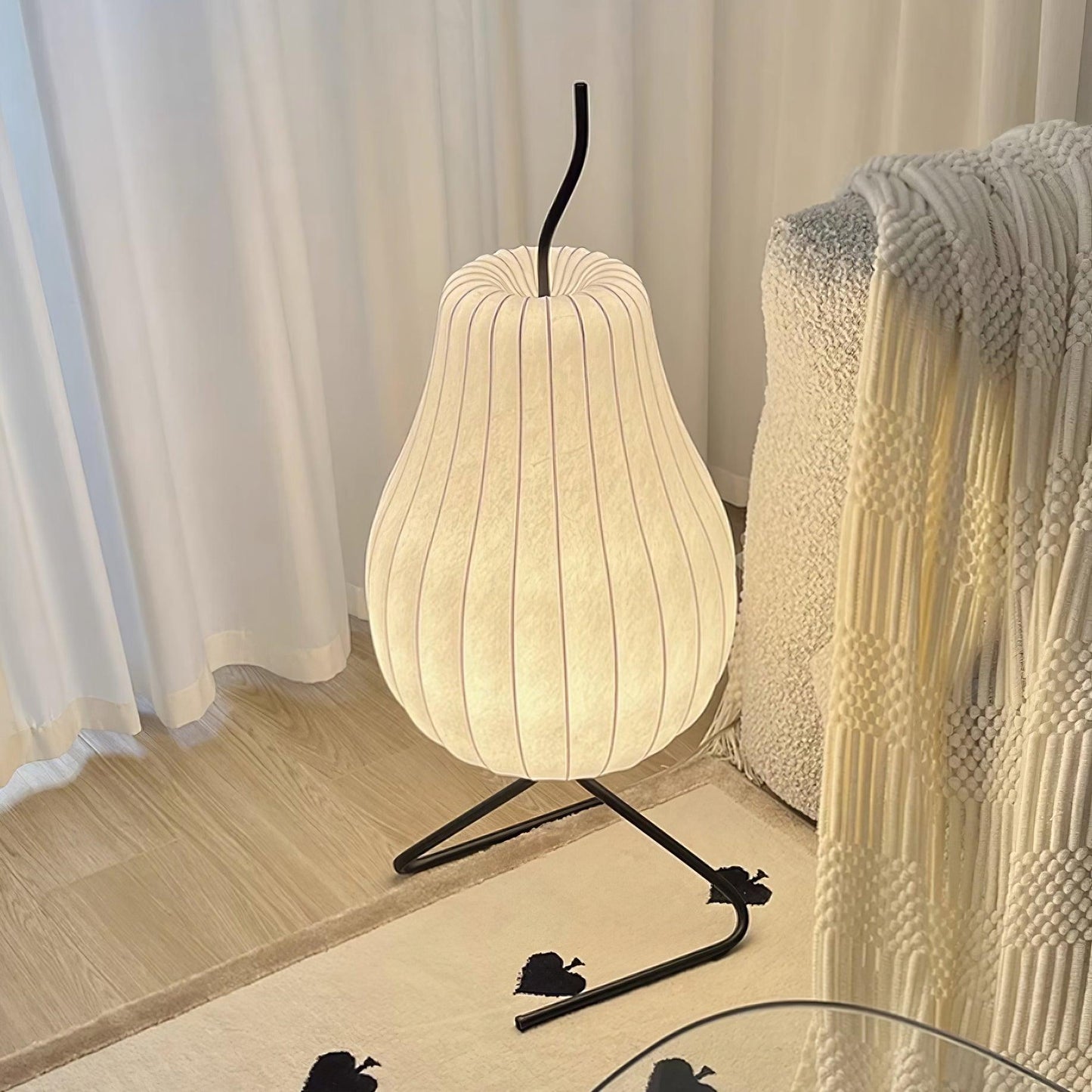 Pear Floor Lamp with Silk Shade - LED Indoor Lighting