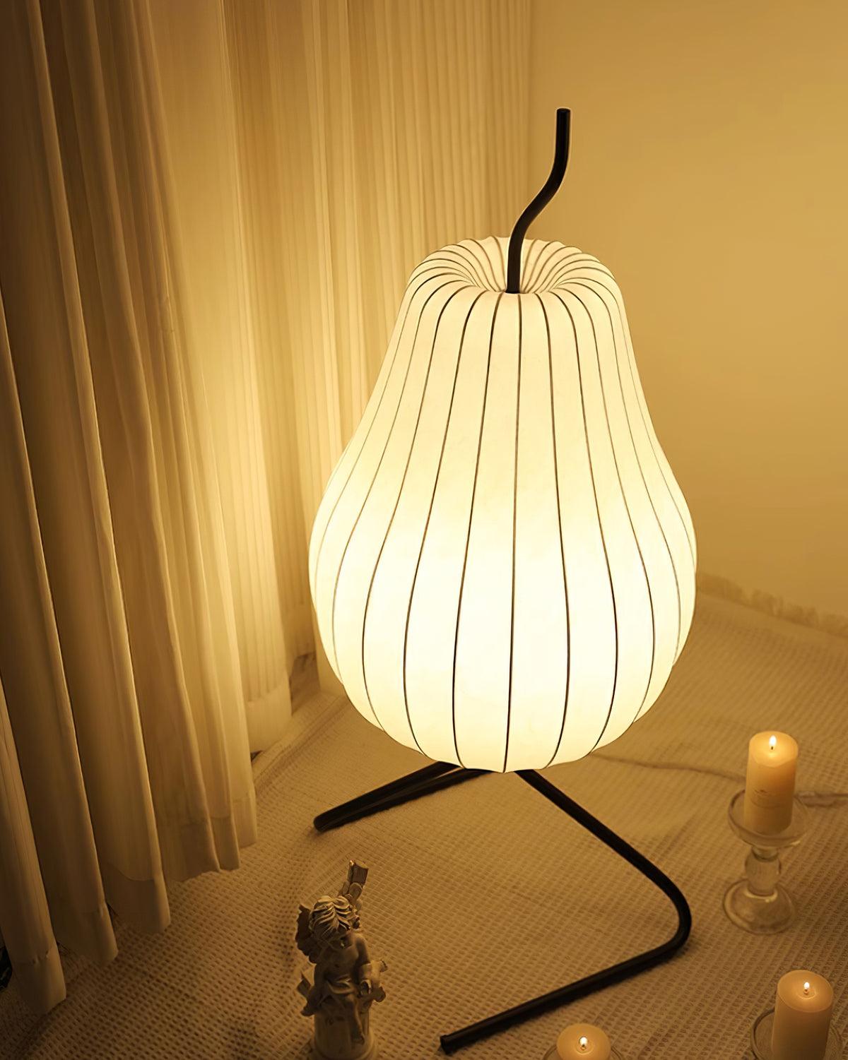 Pear Floor Lamp with Silk Shade - LED Indoor Lighting