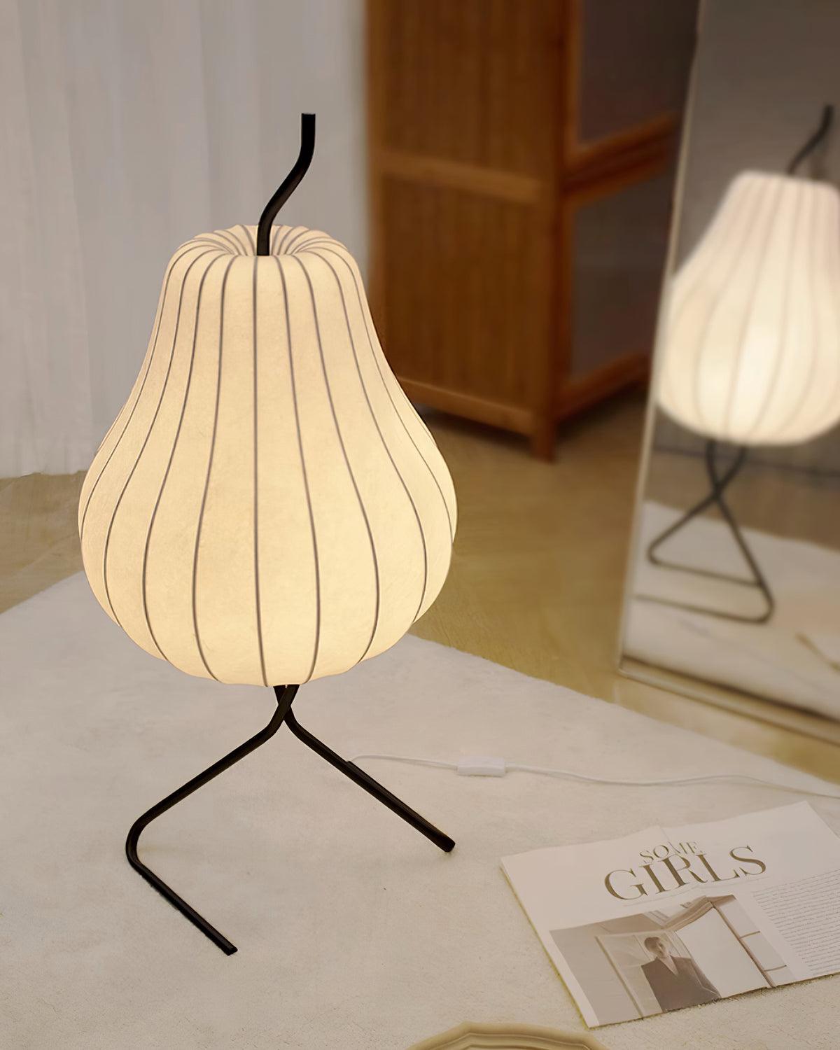 Pear Floor Lamp with Silk Shade - LED Indoor Lighting