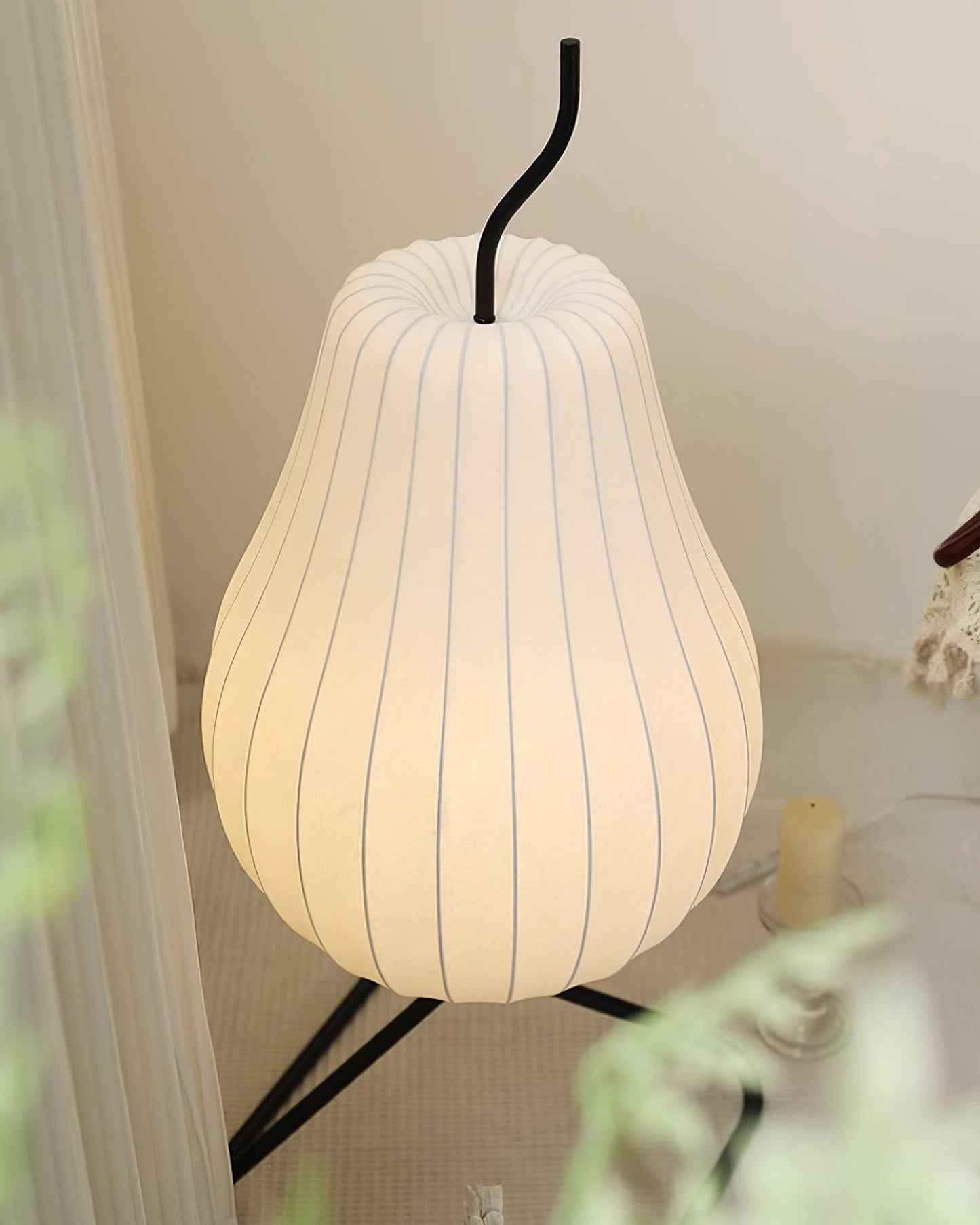 Pear Floor Lamp with Silk Shade - LED Indoor Lighting