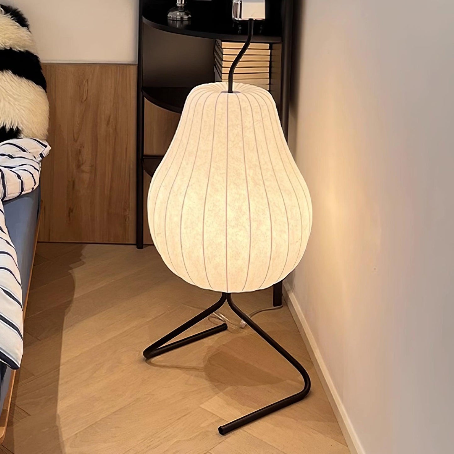 Pear Floor Lamp with Silk Shade - LED Indoor Lighting