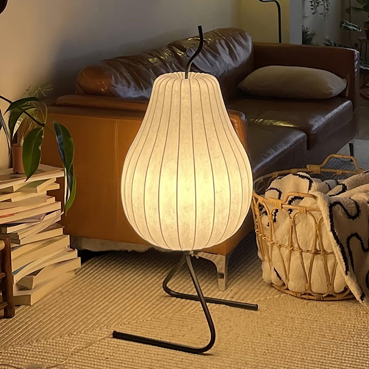 Pear Floor Lamp with Silk Shade - LED Indoor Lighting