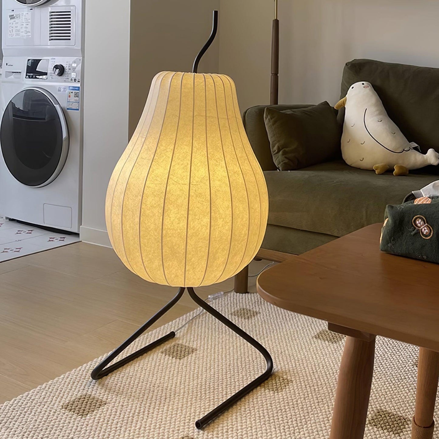 Pear Floor Lamp with Silk Shade - LED Indoor Lighting