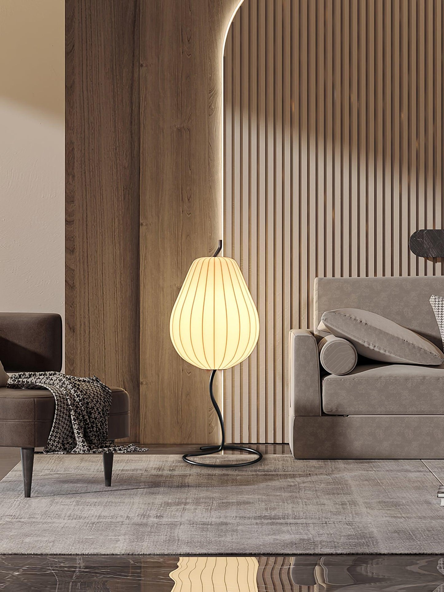 Pear Floor Lamp with Silk Shade - LED Indoor Lighting