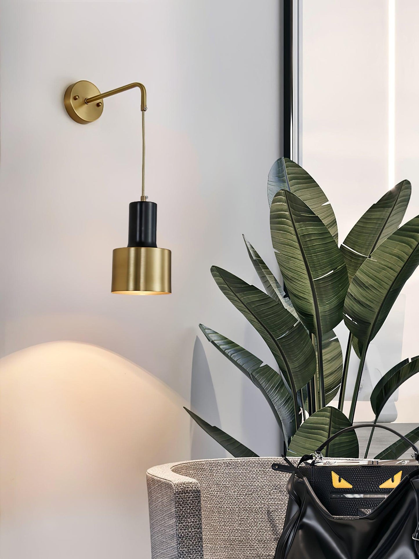 Pino Single Wall Lamp Brass and Black LED Indoor Light