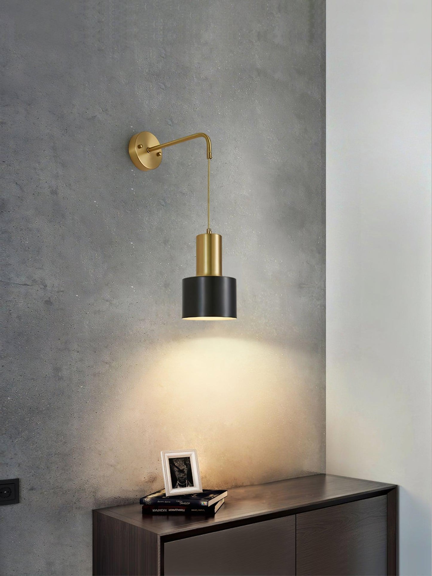 Pino Single Wall Lamp Brass and Black LED Indoor Light