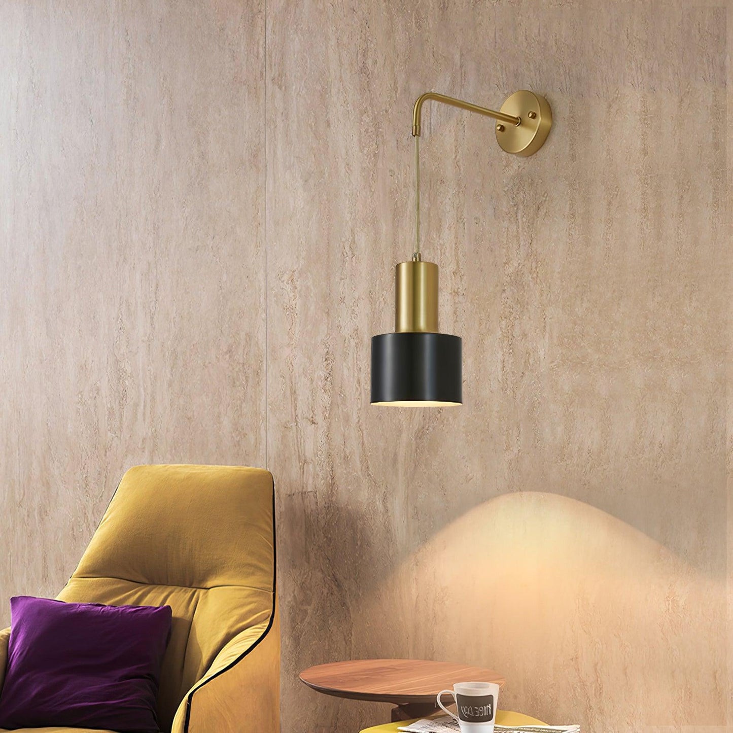 Pino Single Wall Lamp Brass and Black LED Indoor Light