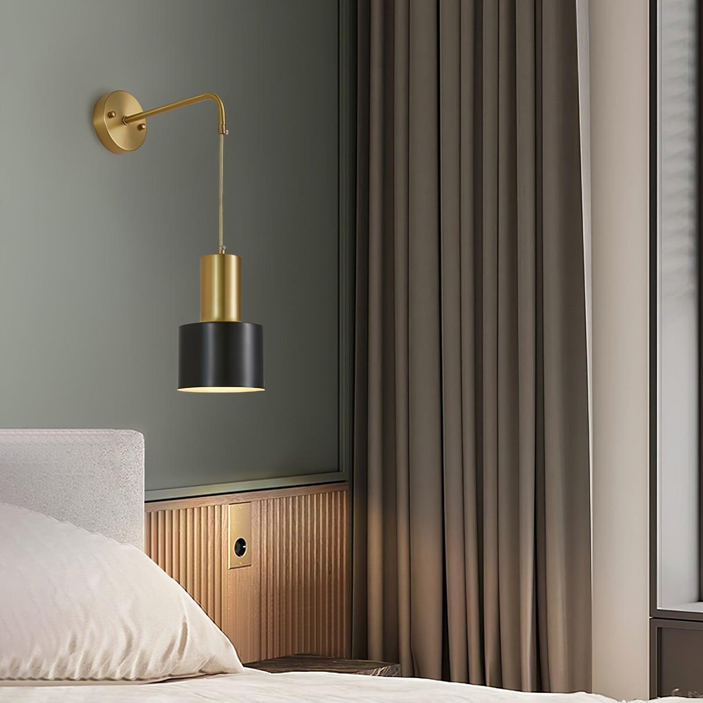 Pino Single Wall Lamp Brass and Black LED Indoor Light