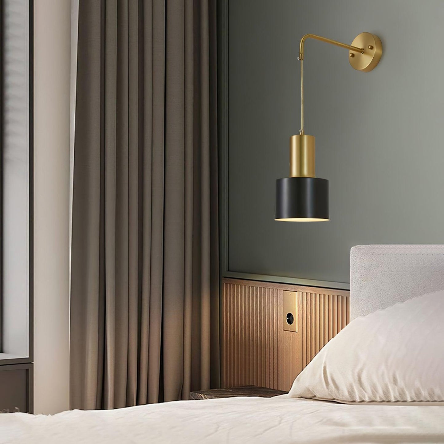 Pino Single Wall Lamp Brass and Black LED Indoor Light