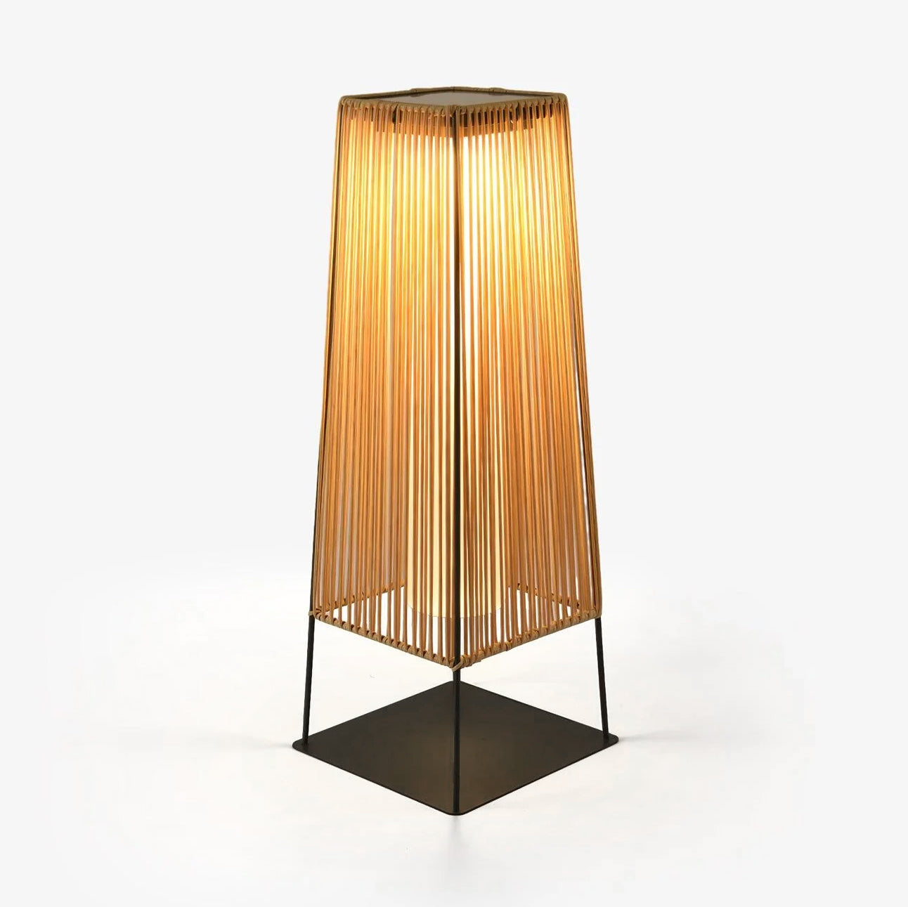 Plastic Rattan Outdoor Post Light - Solar Powered LED, Waterproof