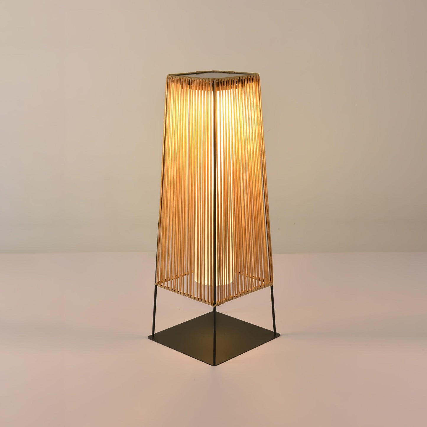 Plastic Rattan Outdoor Post Light - Solar Powered LED, Waterproof