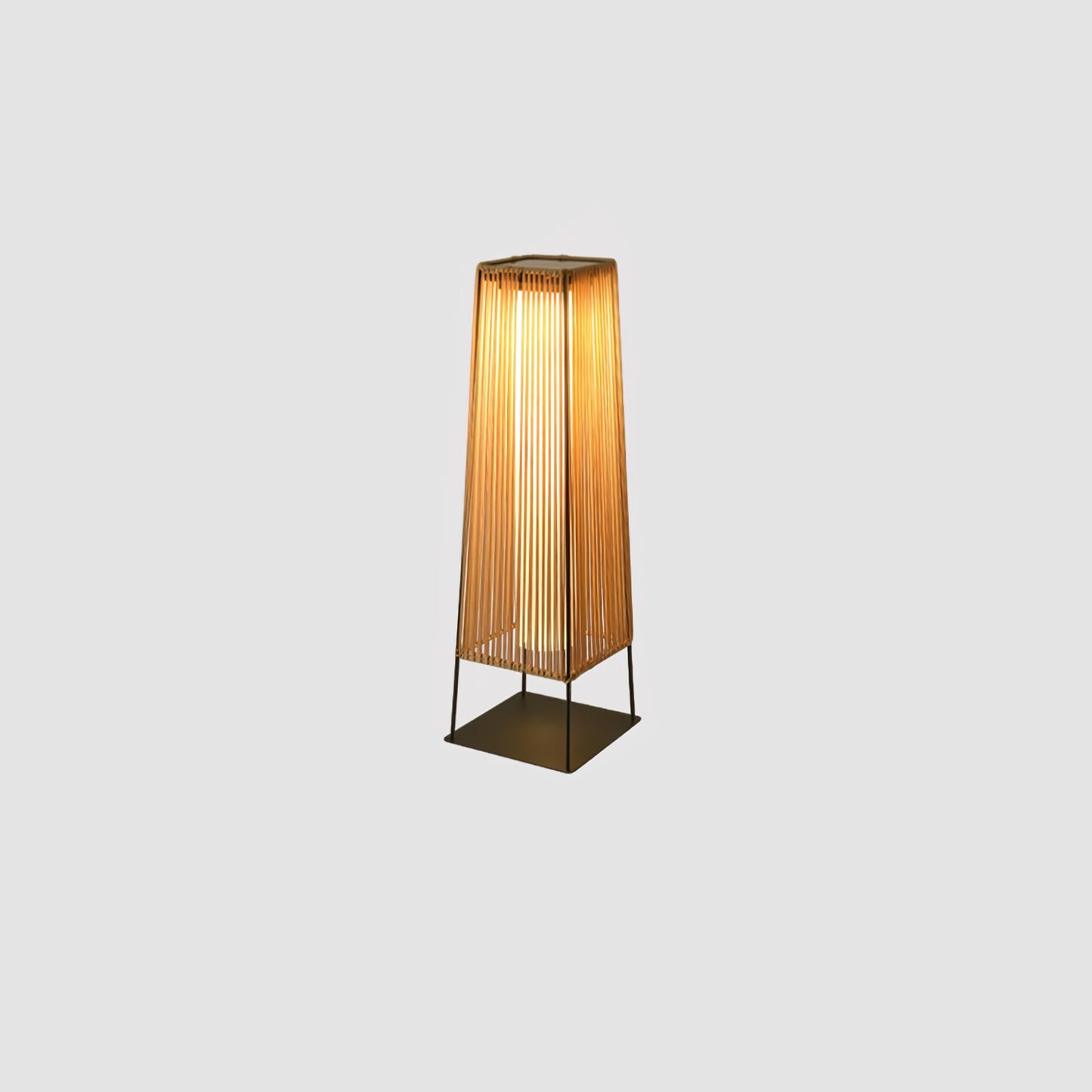 Plastic Rattan Outdoor Post Light - Solar Powered LED, Waterproof