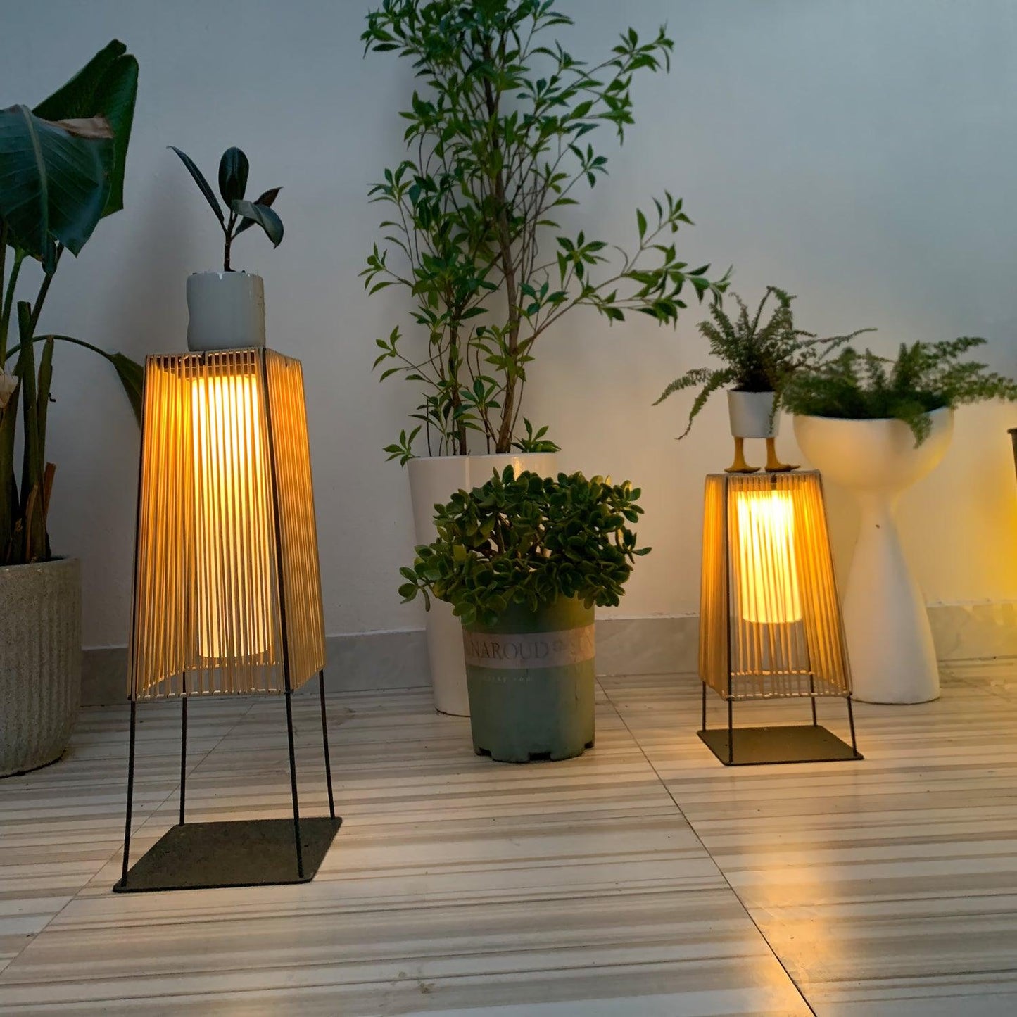 Plastic Rattan Outdoor Post Light - Solar Powered LED, Waterproof