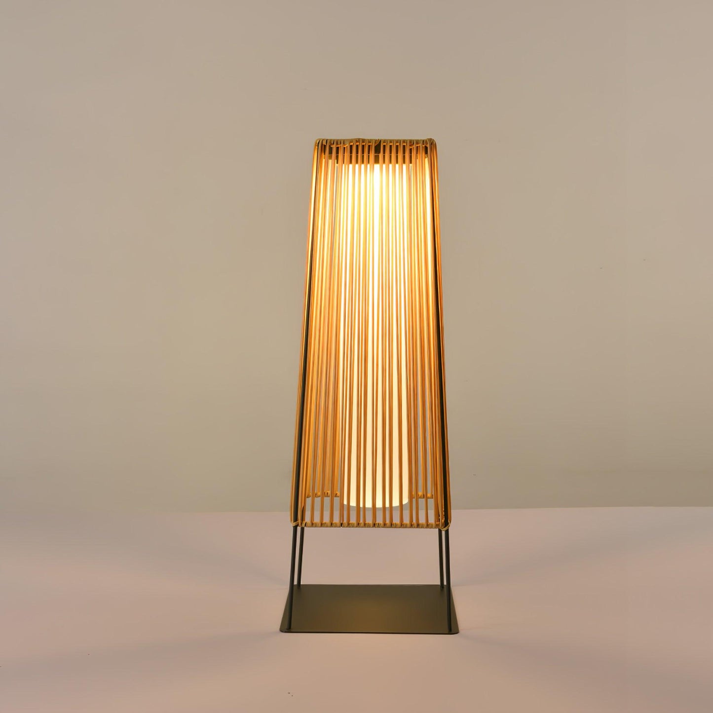Plastic Rattan Outdoor Post Light - Solar Powered LED, Waterproof